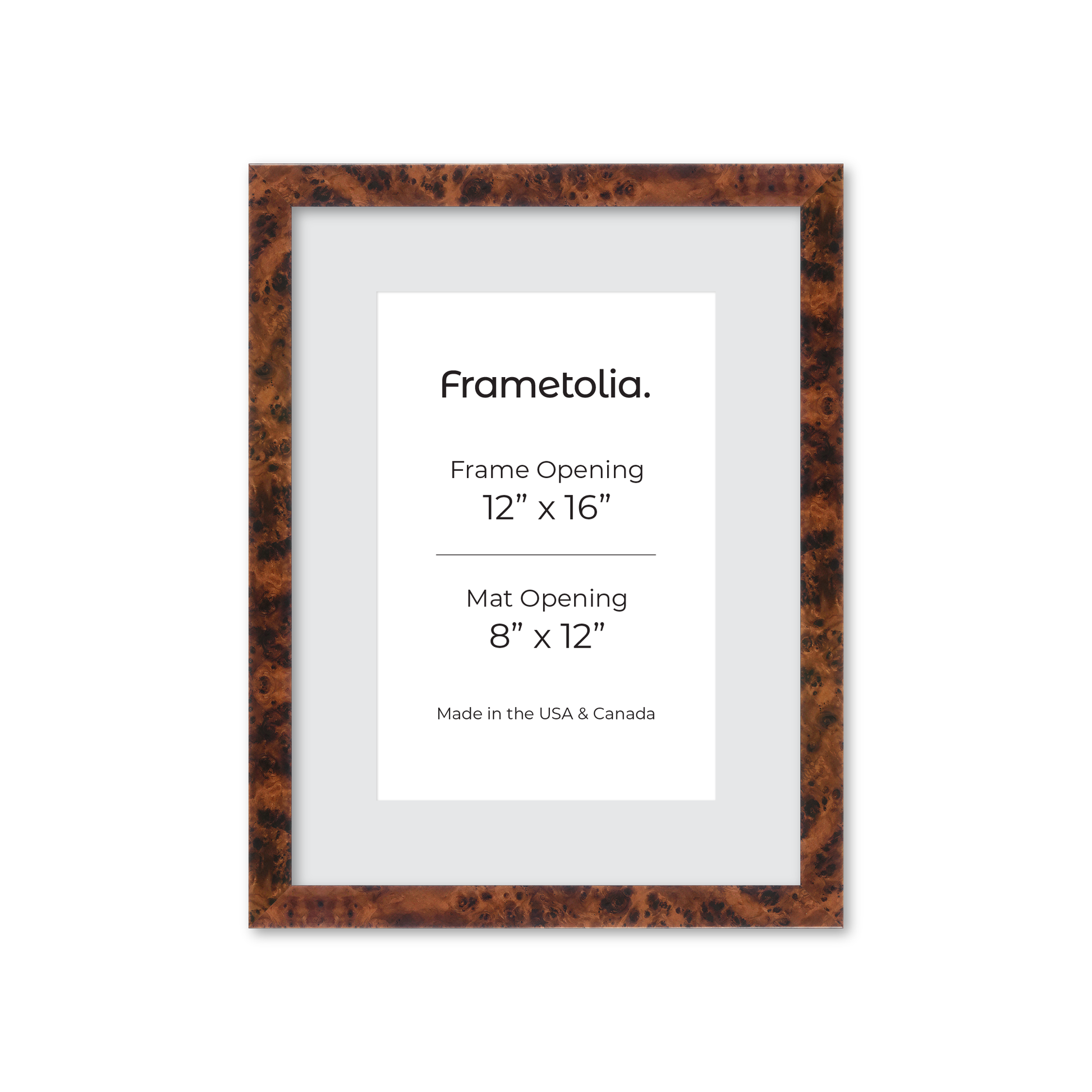 12" x 16" Amber Burlwood Lucca Wall Frame