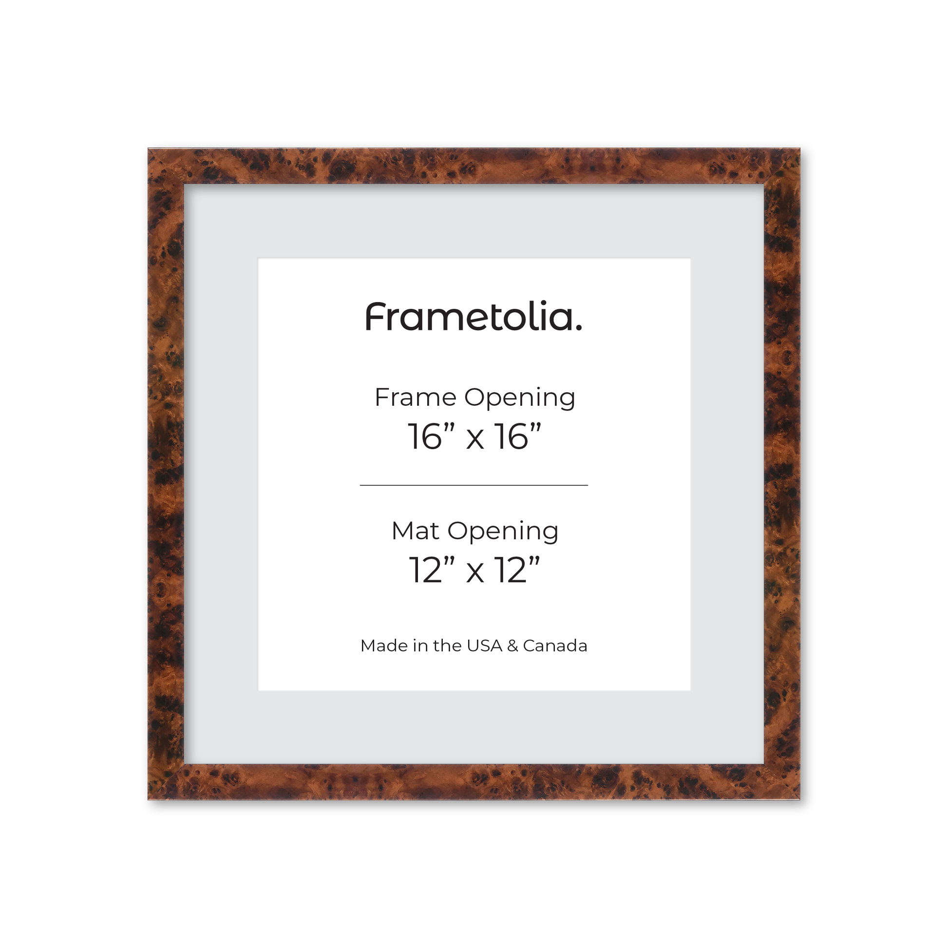 16" x 16" Amber Burlwood Lucca Wall Frame