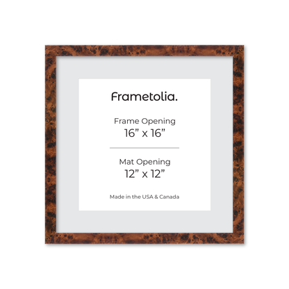 16" x 16" Amber Burlwood Lucca Wall Frame