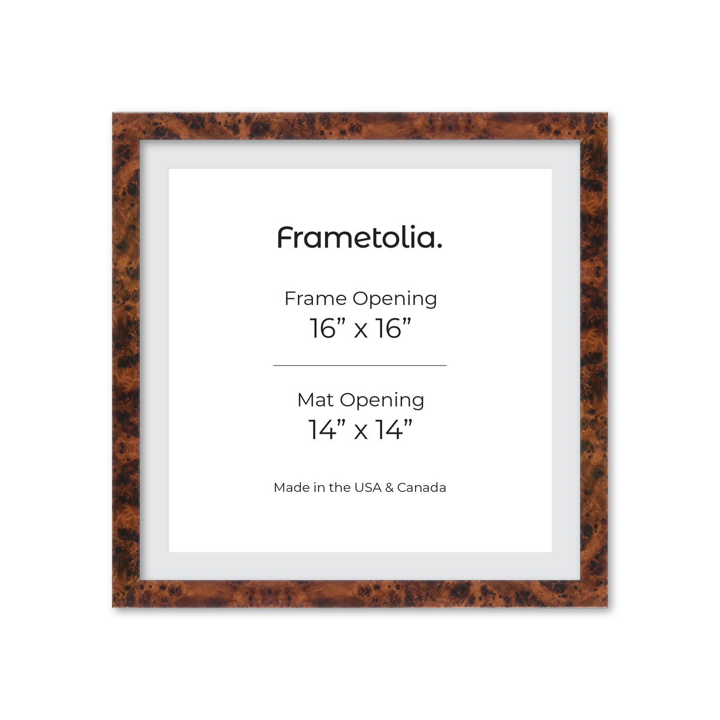 16" x 16" Amber Burlwood Lucca Wall Frame