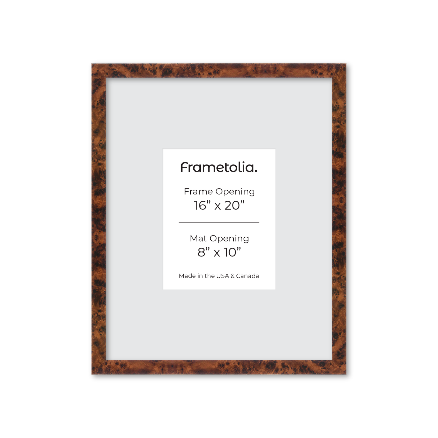 16" x 20" Amber Burlwood Lucca Wall Frame