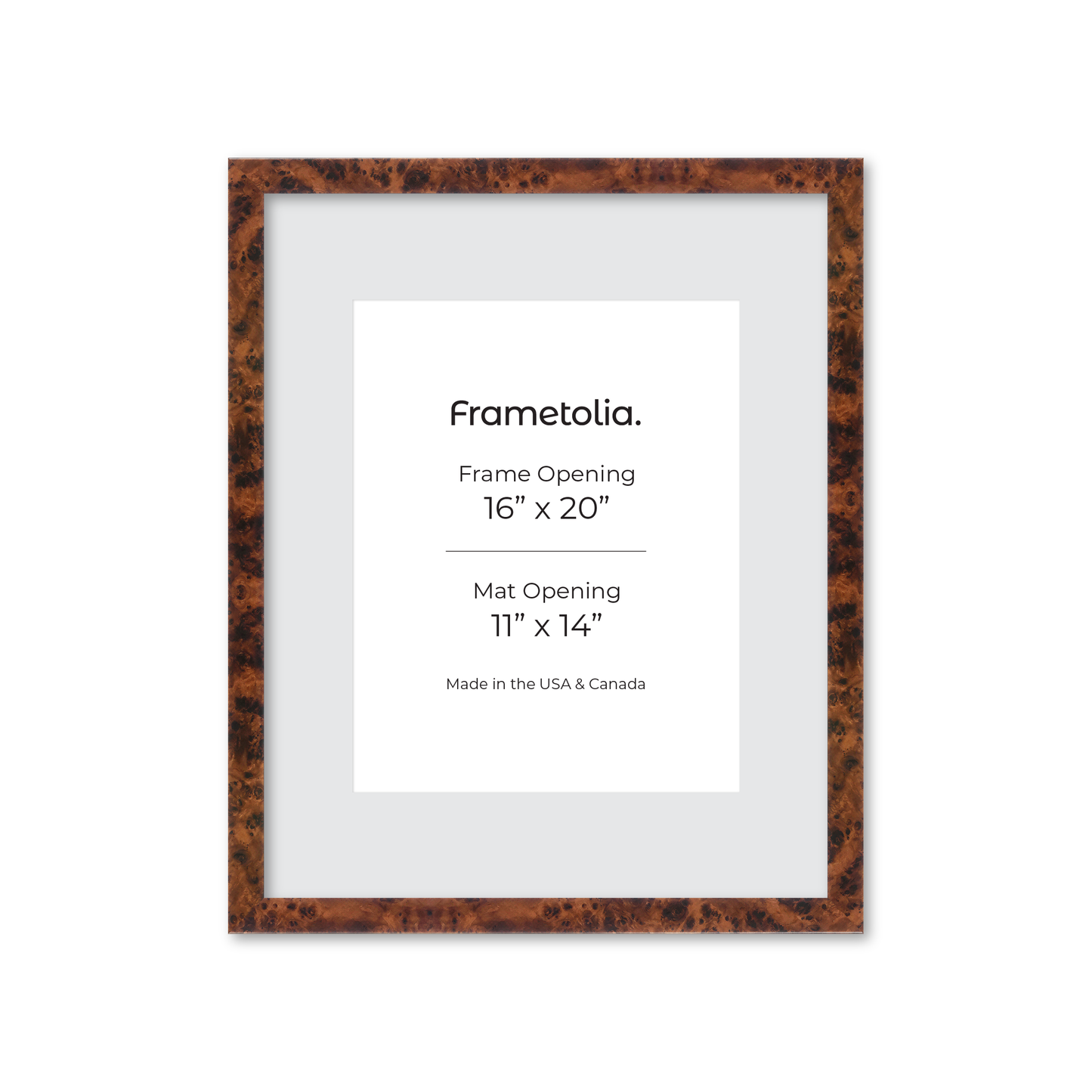 16" x 20" Amber Burlwood Lucca Wall Frame