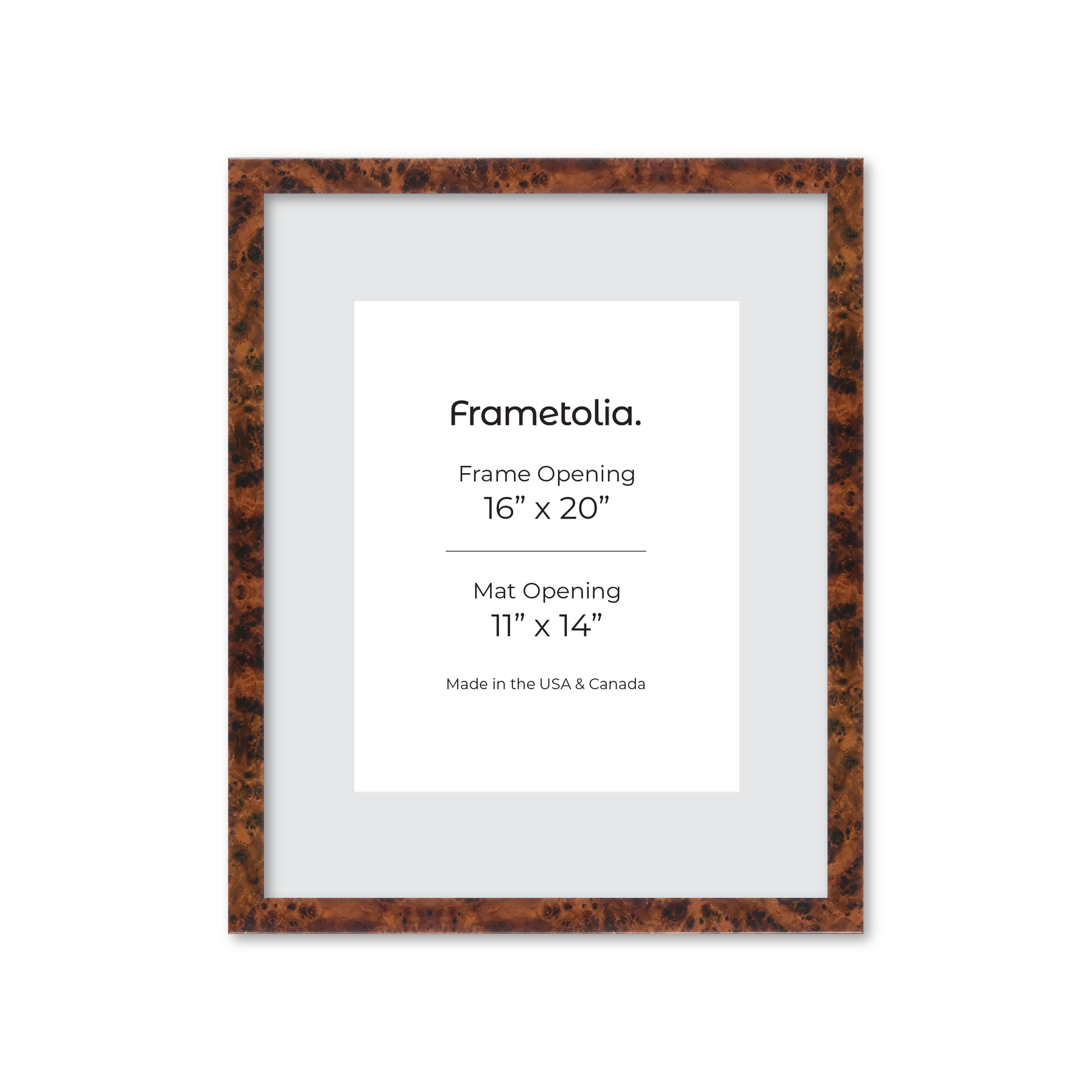 16" x 20" Amber Burlwood Lucca Wall Frame