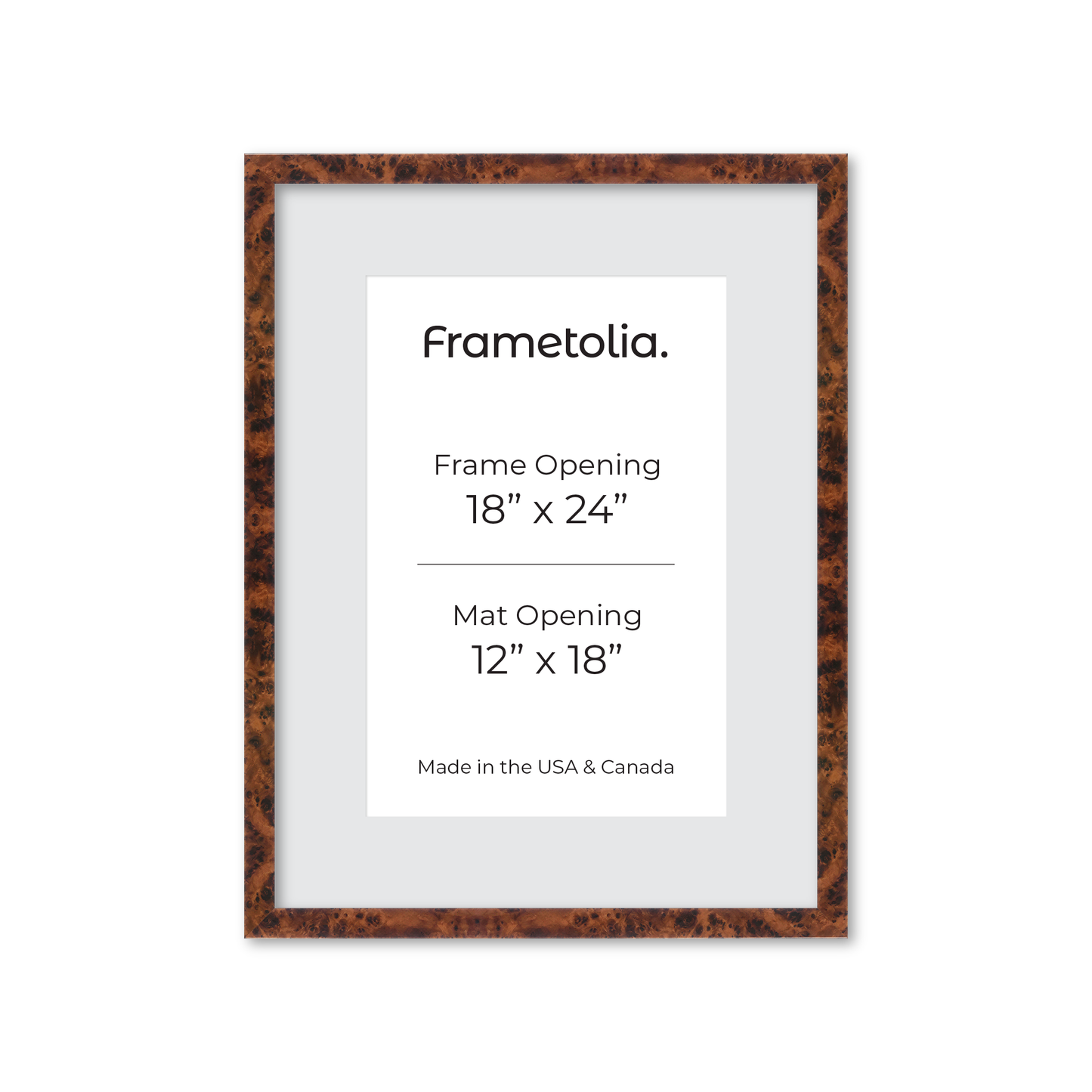18" x 24" Amber Burlwood Lucca Wall Frame