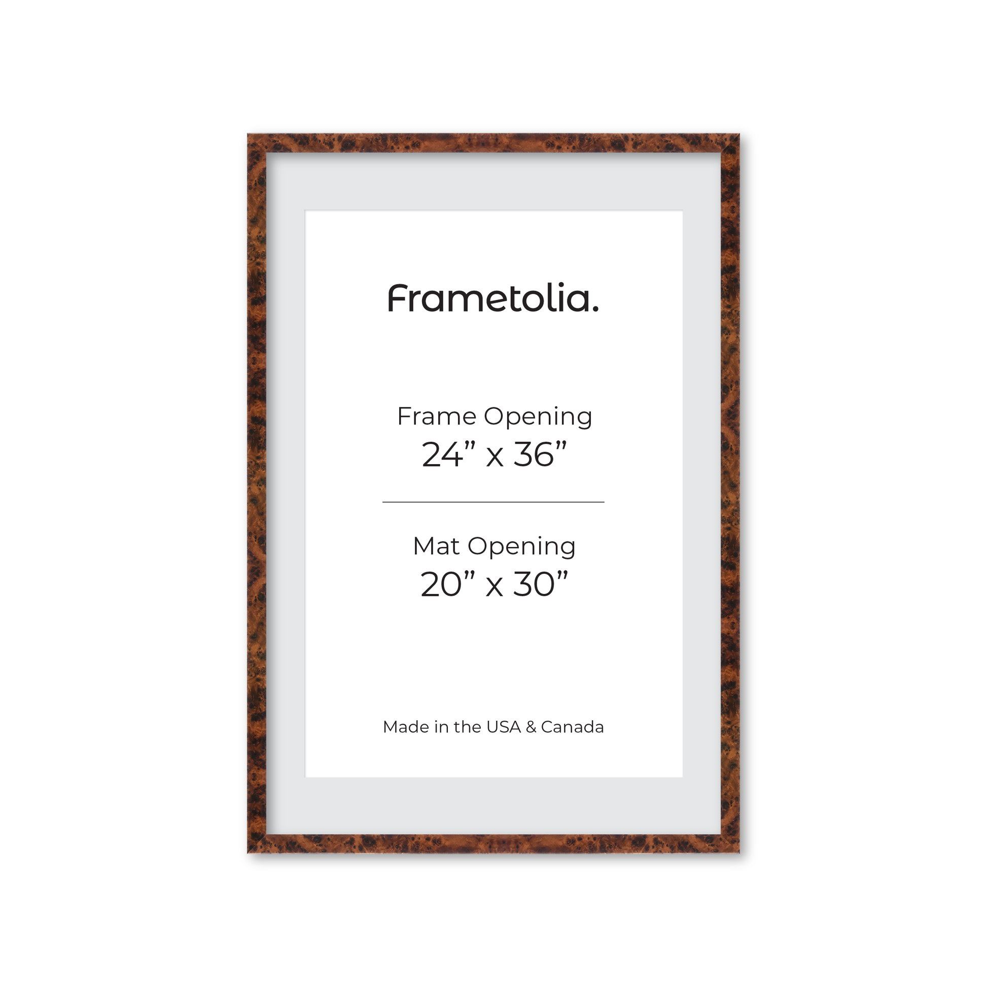 24" x 36" Amber Burlwood Lucca Wall Frame
