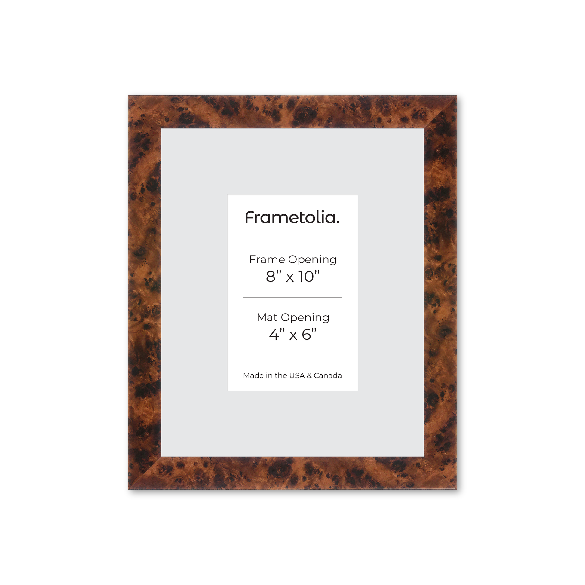 8" x 10" Amber Burlwood Lucca Wall Frame