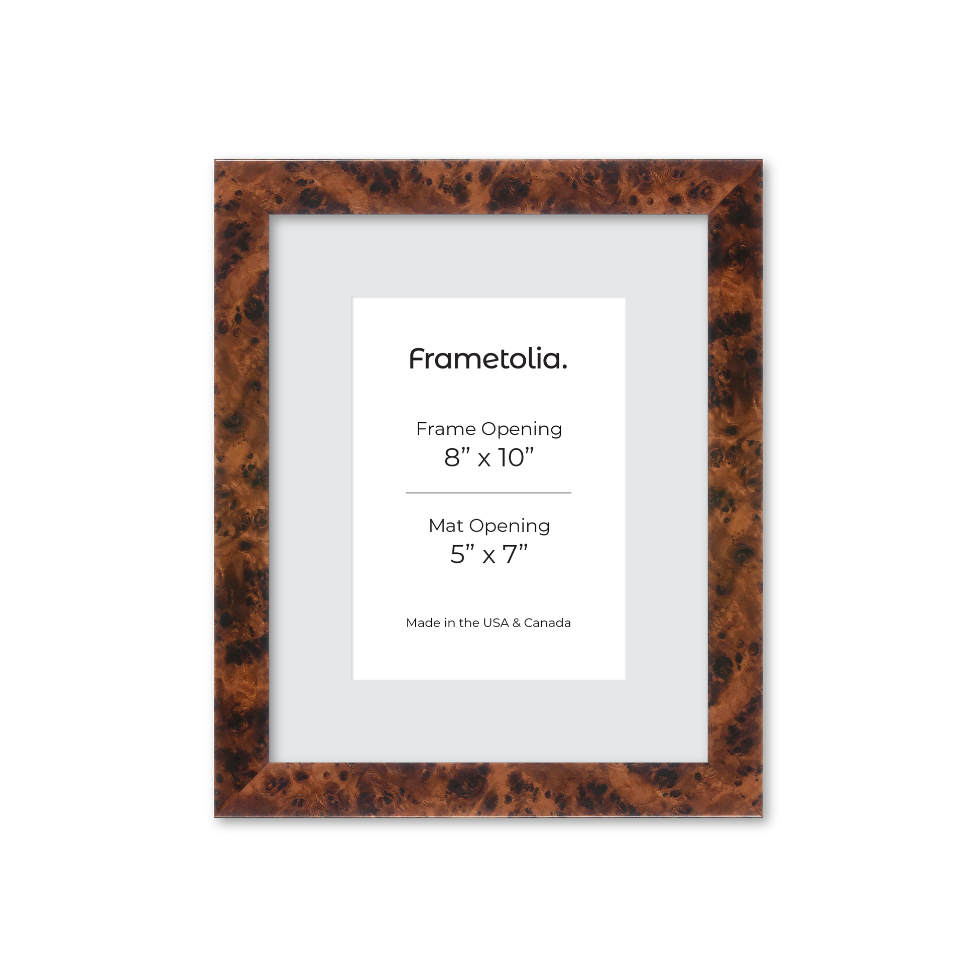 8" x 10" Amber Burlwood Lucca Wall Frame
