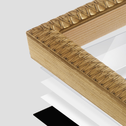 wall frame corner close up with layers broken out