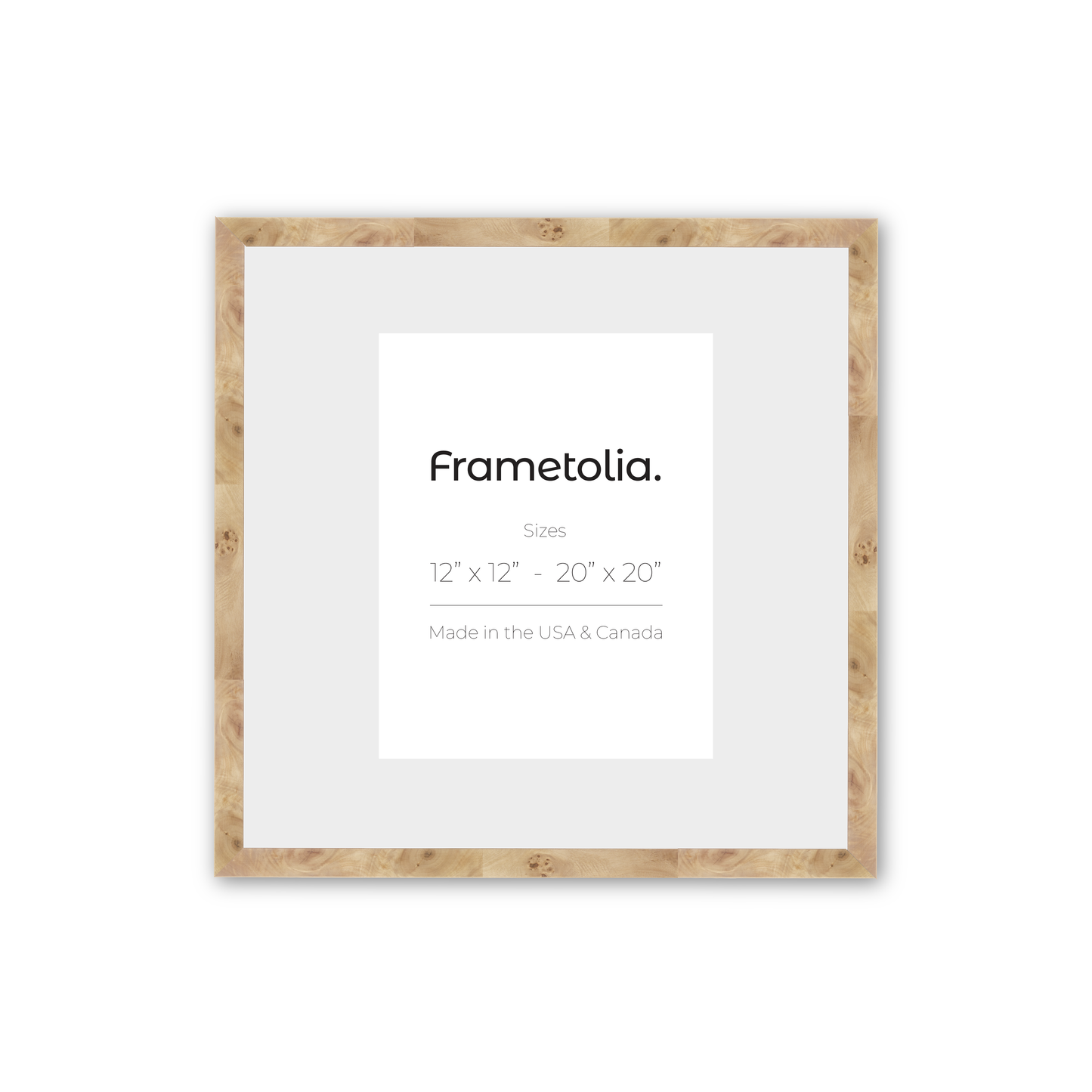12" x 12" Natural Burlwood Medium Width Wall Frame