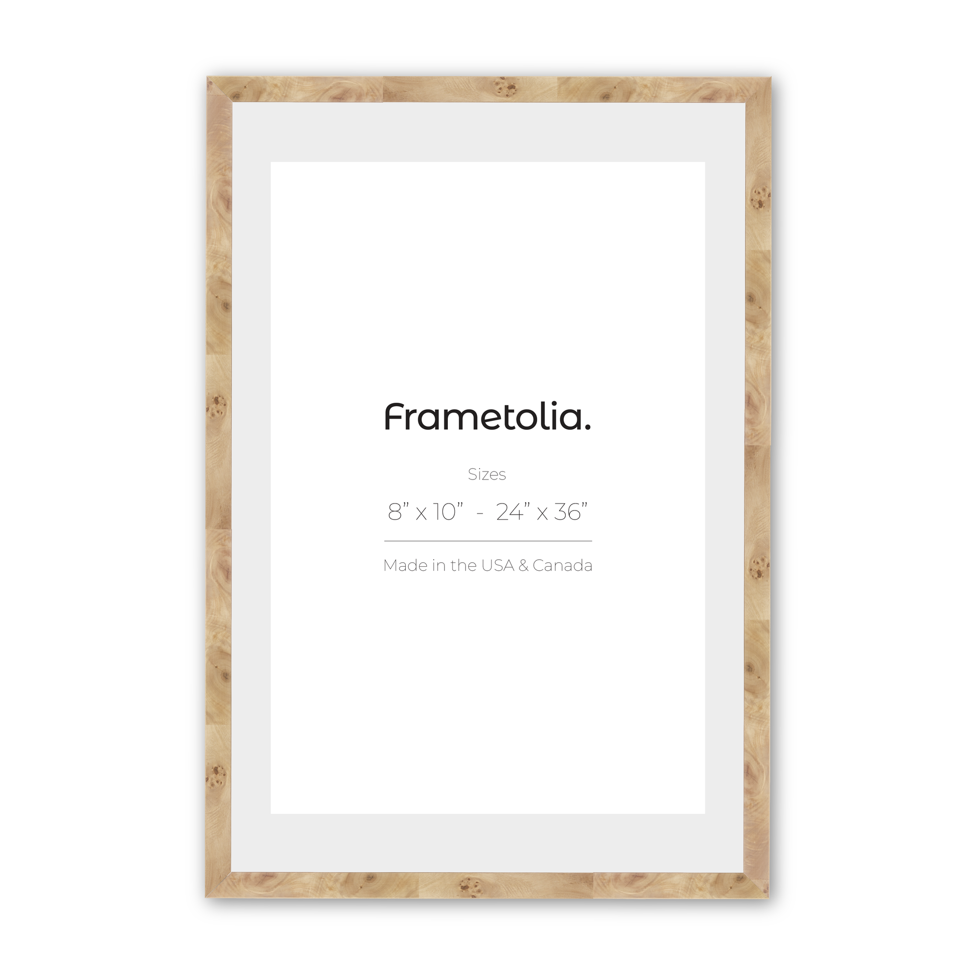 11" x 14" Natural Burlwood Medium Width Wall Frame