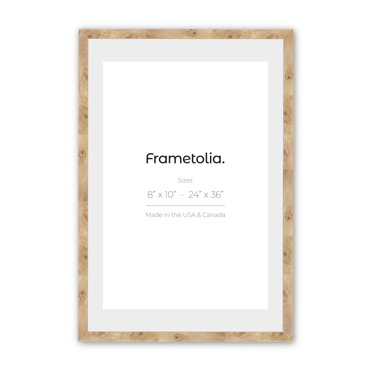 24" x 36" Natural Burlwood Medium Width Wall Frame