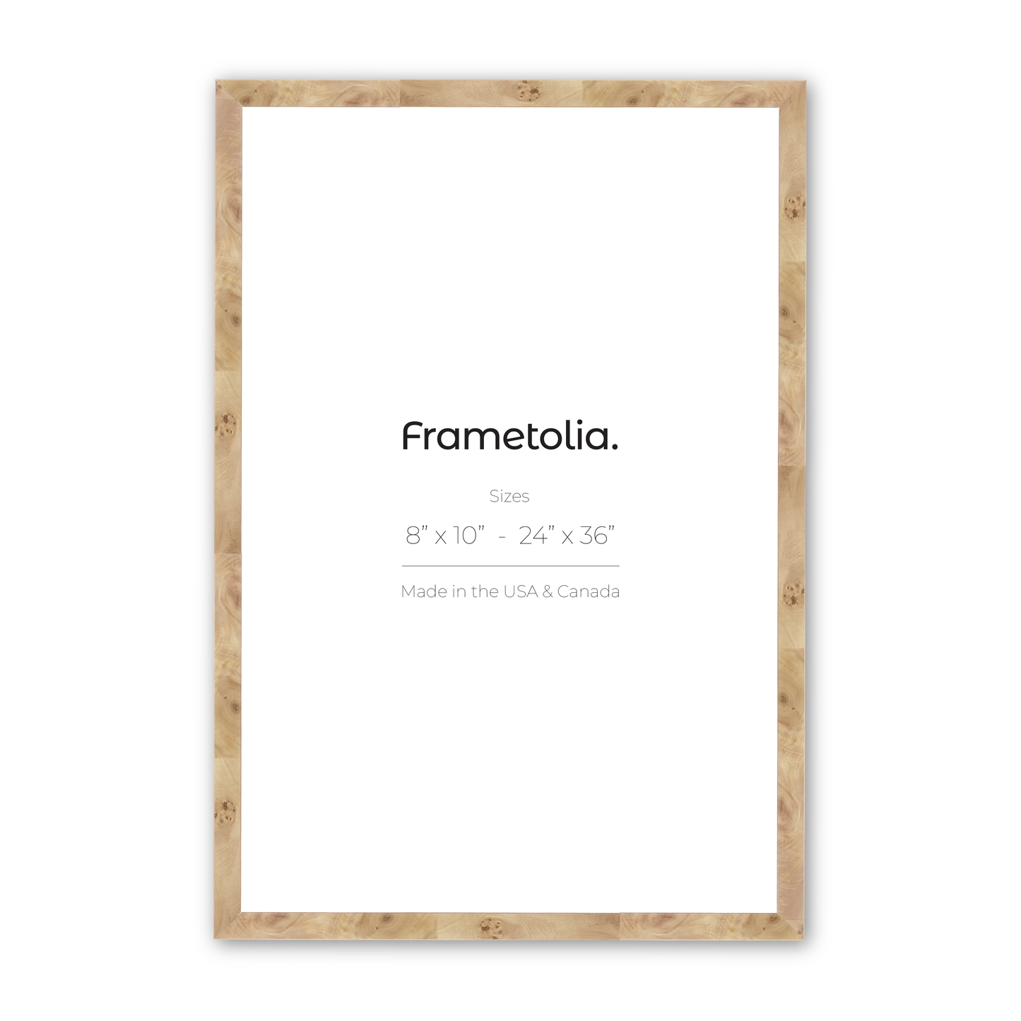 24" x 36" Natural Burlwood Medium Width Wall Frame