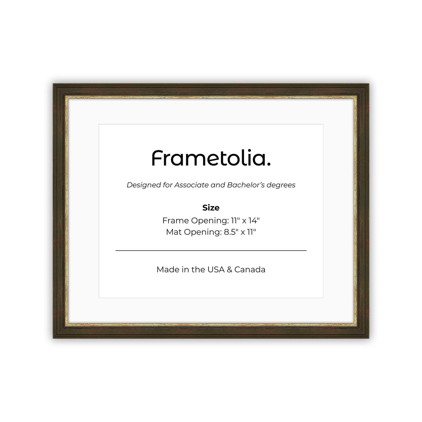 11" x 14" Black and Gold FAMILY  Diploma Frame with mat -  8.5 x 11 opening