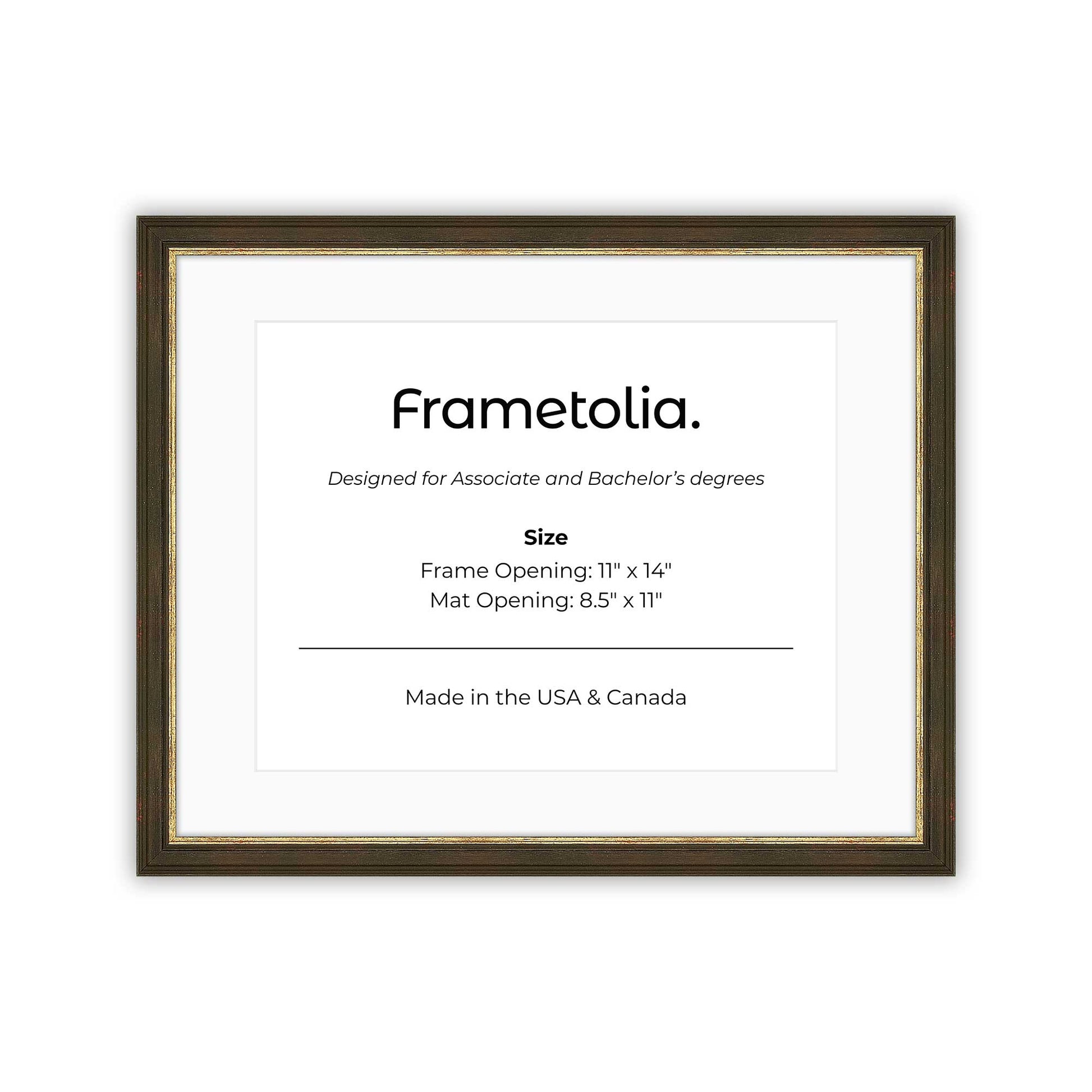 11" x 14" Black and Gold FAMILY  Diploma Frame with mat -  8.5 x 11 opening