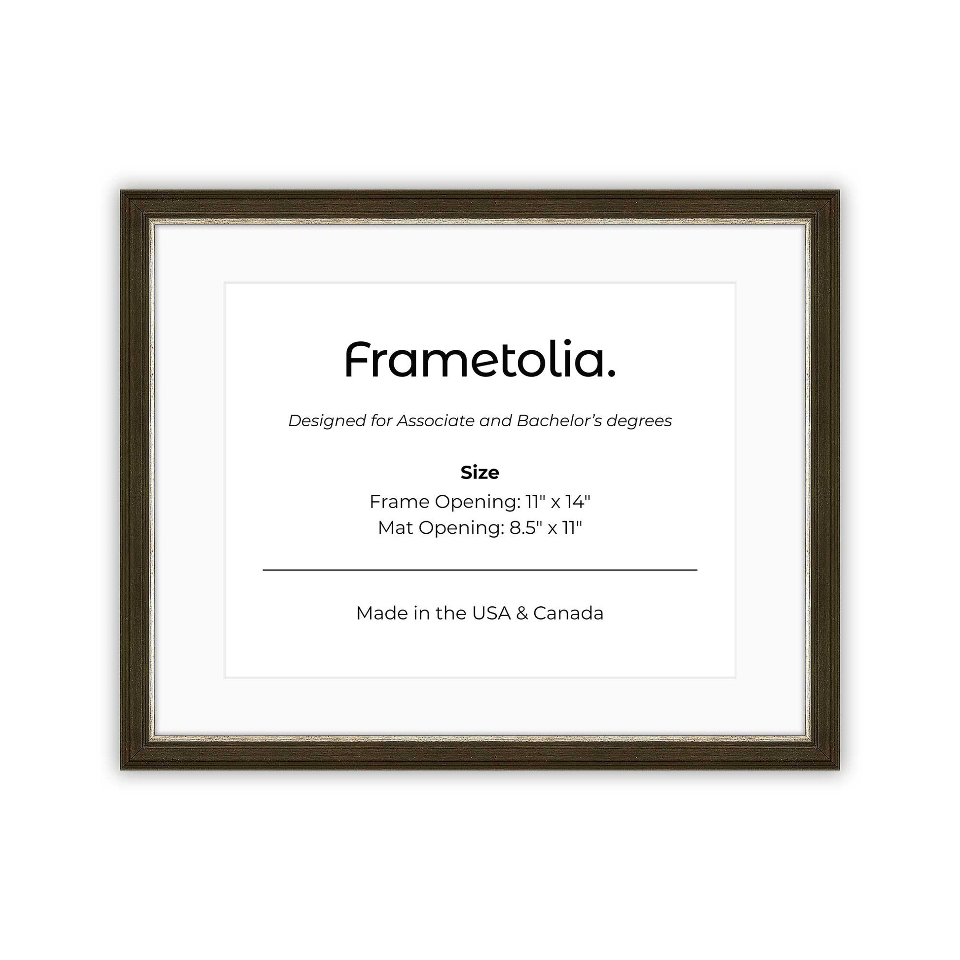 11" x 14" Black and Silver FAMILY  Diploma Frame with mat -  8.5 x 11 opening