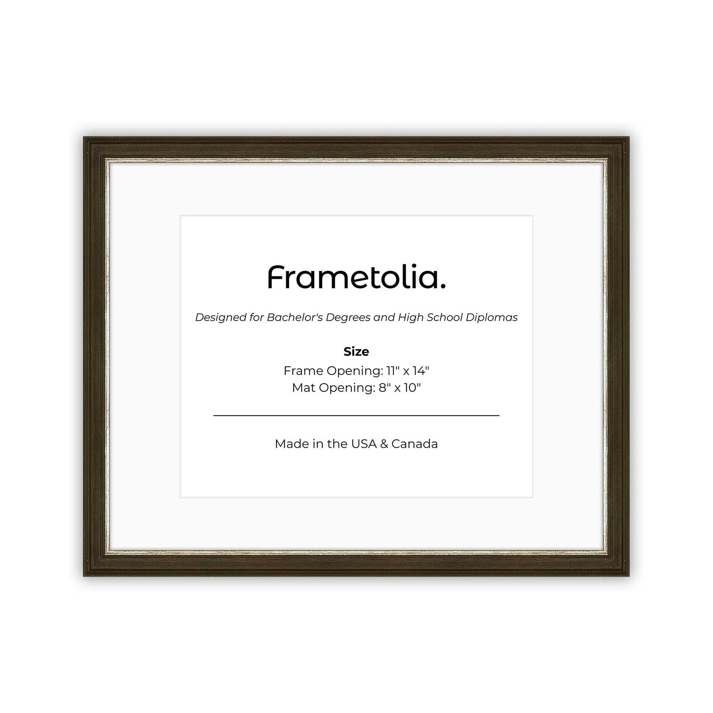11" x 14" Black and Silver FAMILY  Diploma Frame with Mat - 8 x 10 opening