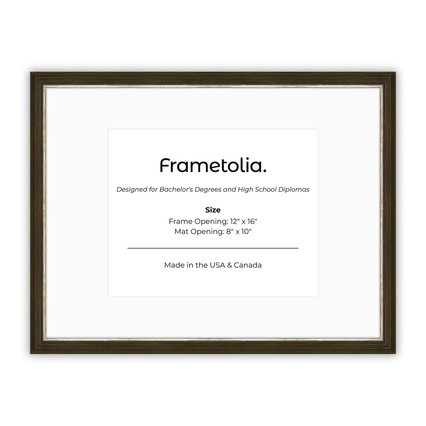 12" x 16" Black and Silver FAMILY  Diploma Frame with Mat - 8 x 10 opening