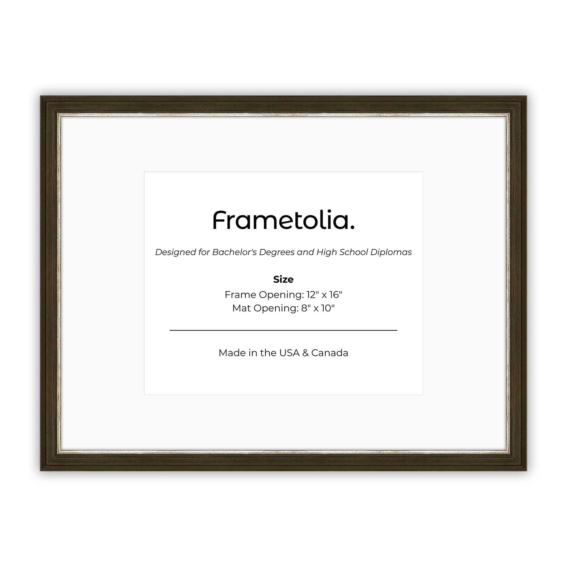 12" x 16" Black and Silver FAMILY  Diploma Frame with Mat - 8 x 10 opening