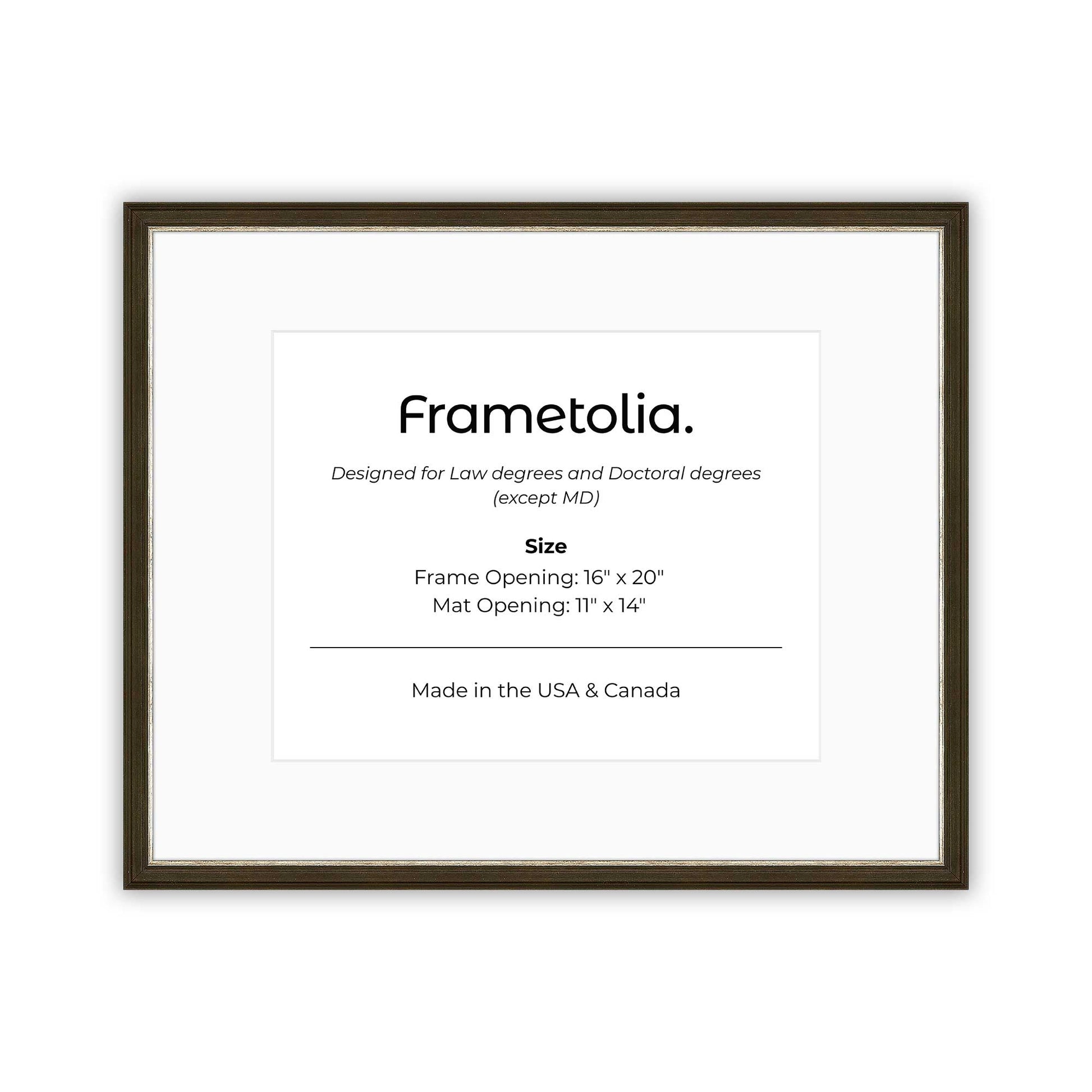 16" x 20" Black and Silver FAMILY  Diploma Frame with Mat - 11 x 14 opening