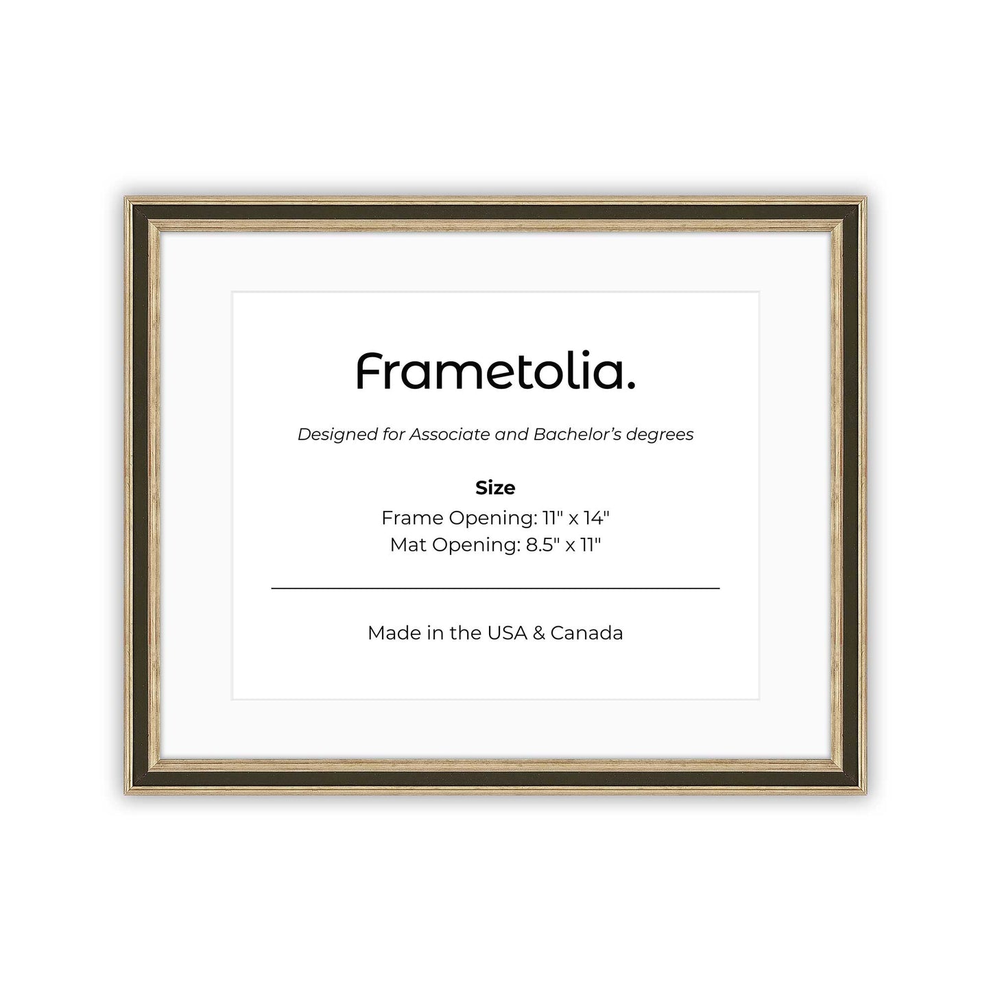 11" x 14" Gilded Silver FAMILY  Diploma Frame with mat -  8.5 x 11 opening