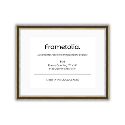 11" x 14" Gilded Silver FAMILY  Diploma Frame with mat -  8.5 x 11 opening