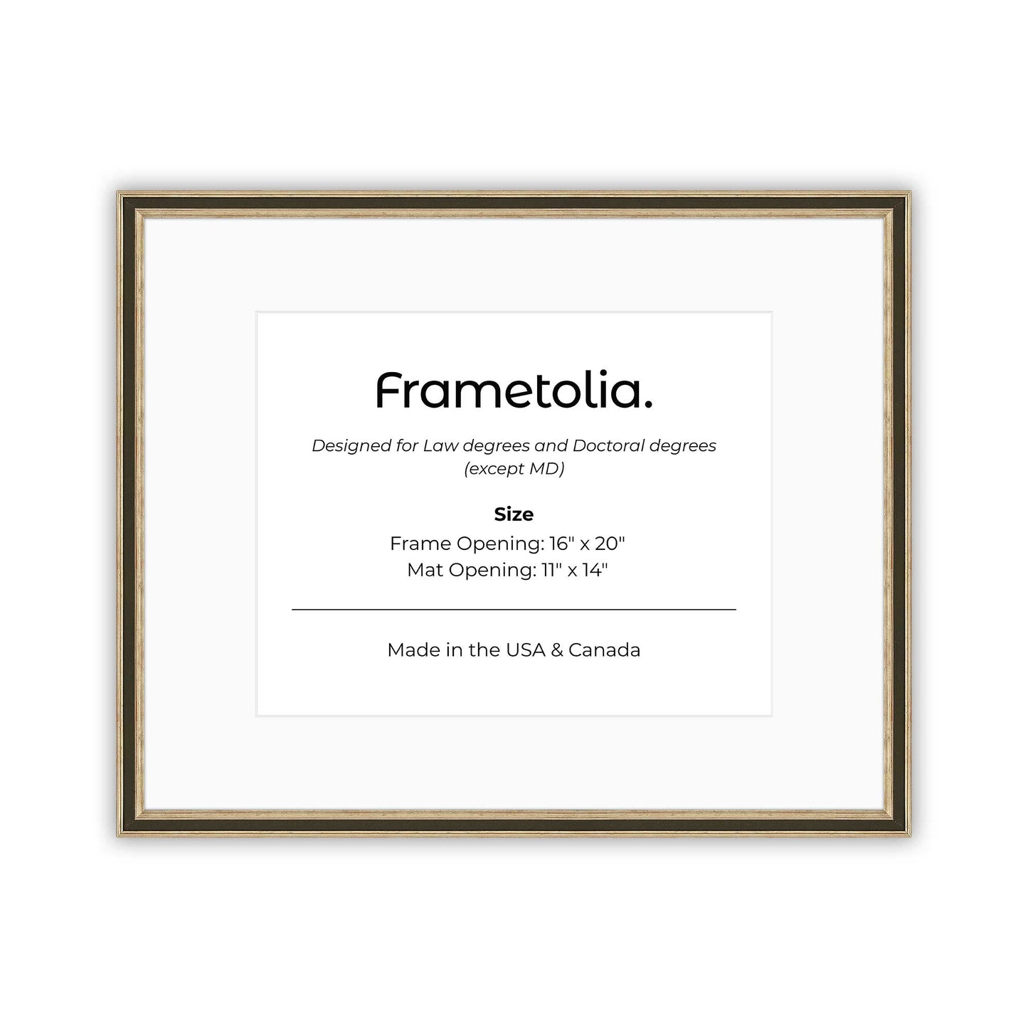 16" x 20" Gilded Silver FAMILY  Diploma Frame with Mat - 11 x 14 opening