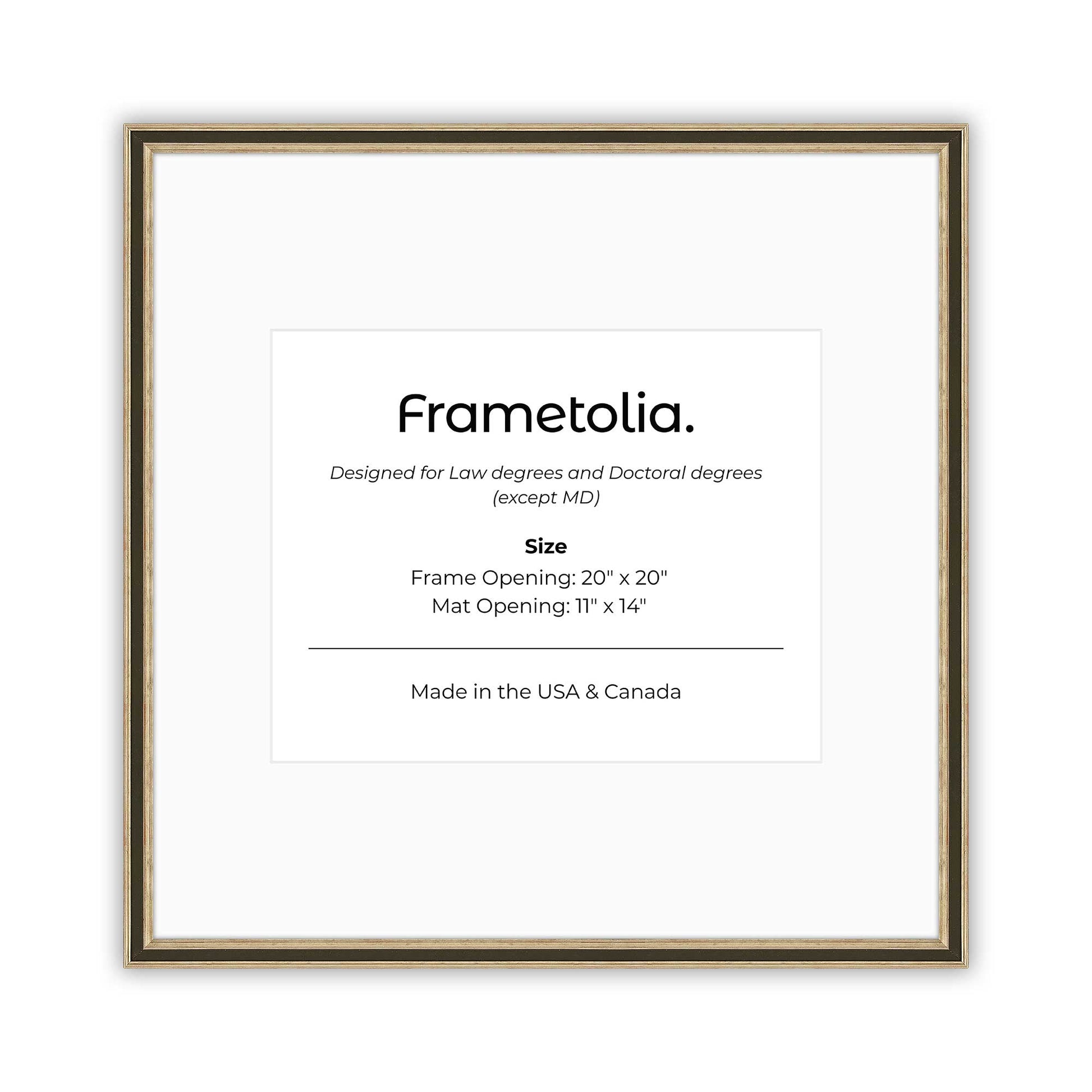 20" x 20" Gilded Silver FAMILY  Diploma Frame with Mat - 11 x 14 opening