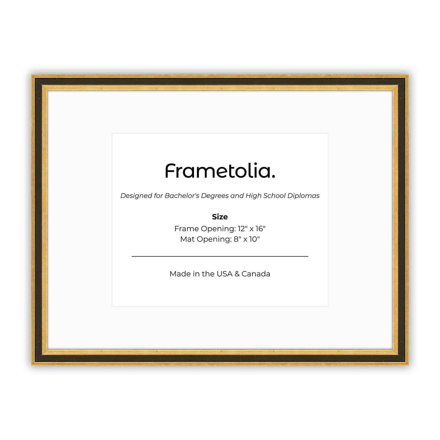 12" x 16" Gilded Gold FAMILY  Diploma Frame with Mat - 8 x 10 opening
