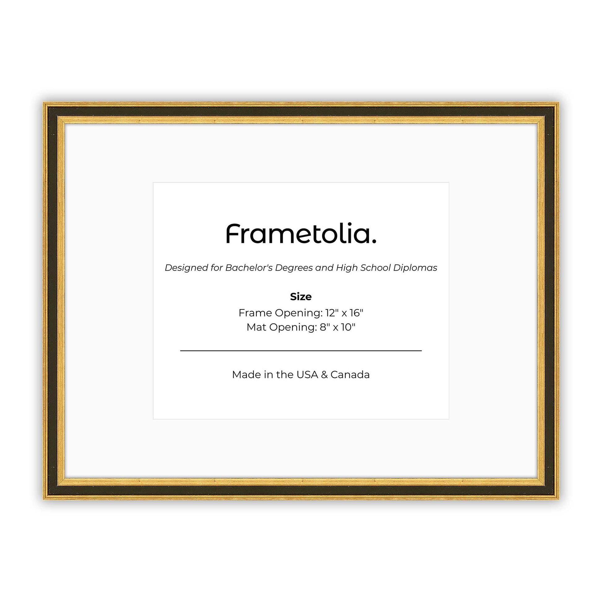 12" x 16" Gilded Gold FAMILY  Diploma Frame with Mat - 8 x 10 opening