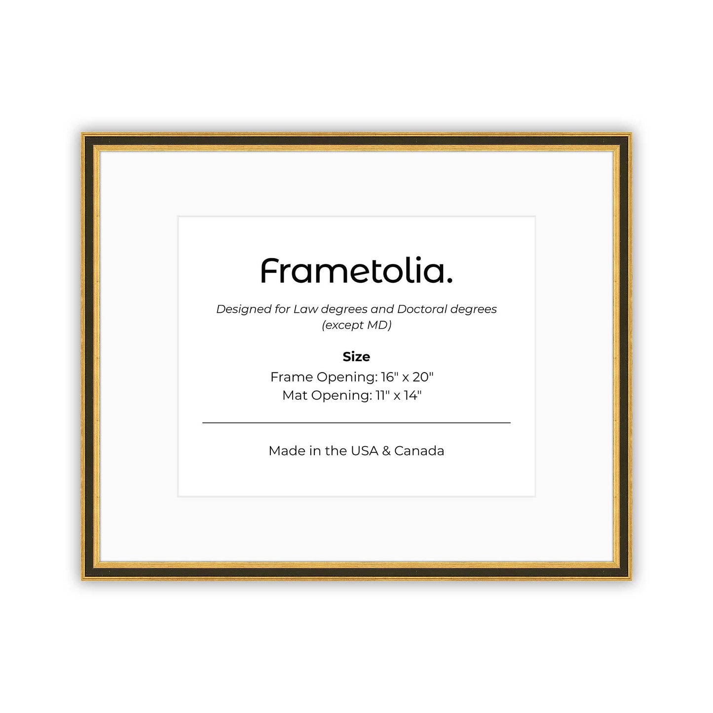 16" x 20" Gilded Gold FAMILY  Diploma Frame with Mat - 11 x 14 opening