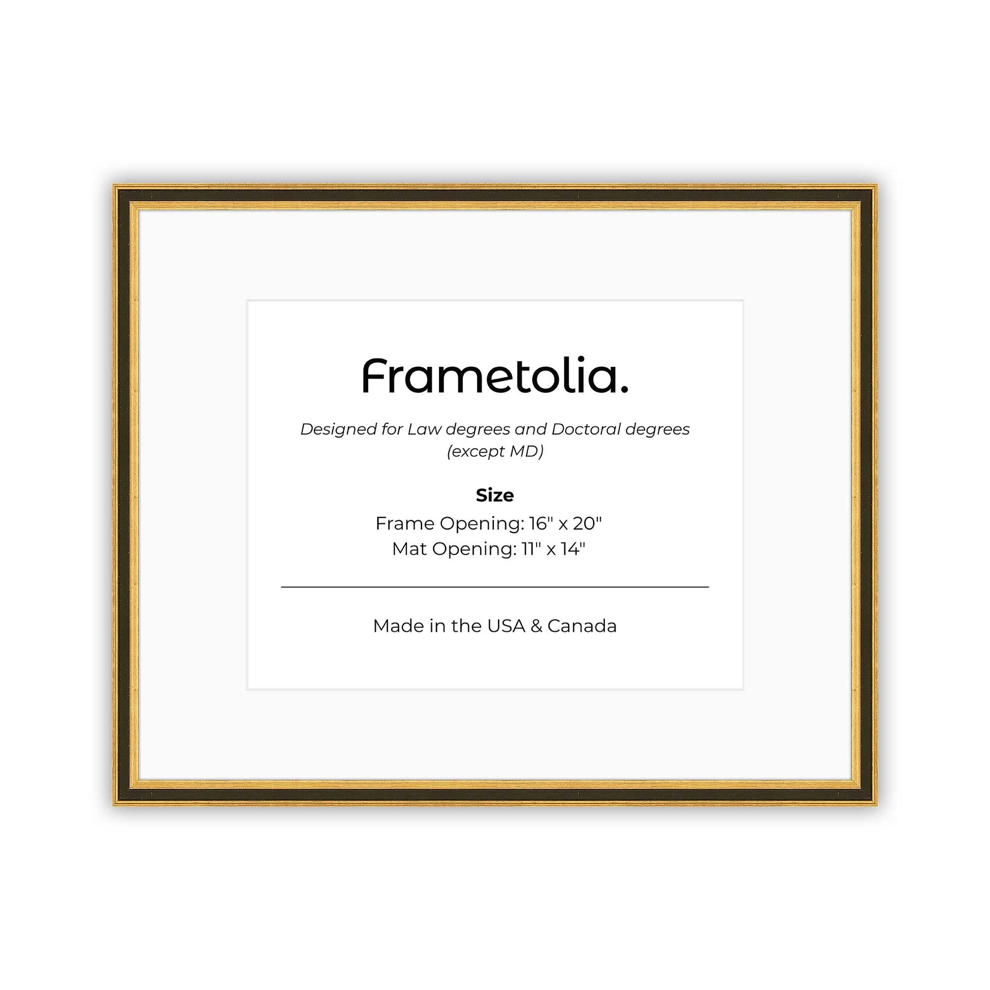 16" x 20" Gilded Gold FAMILY  Diploma Frame with Mat - 11 x 14 opening