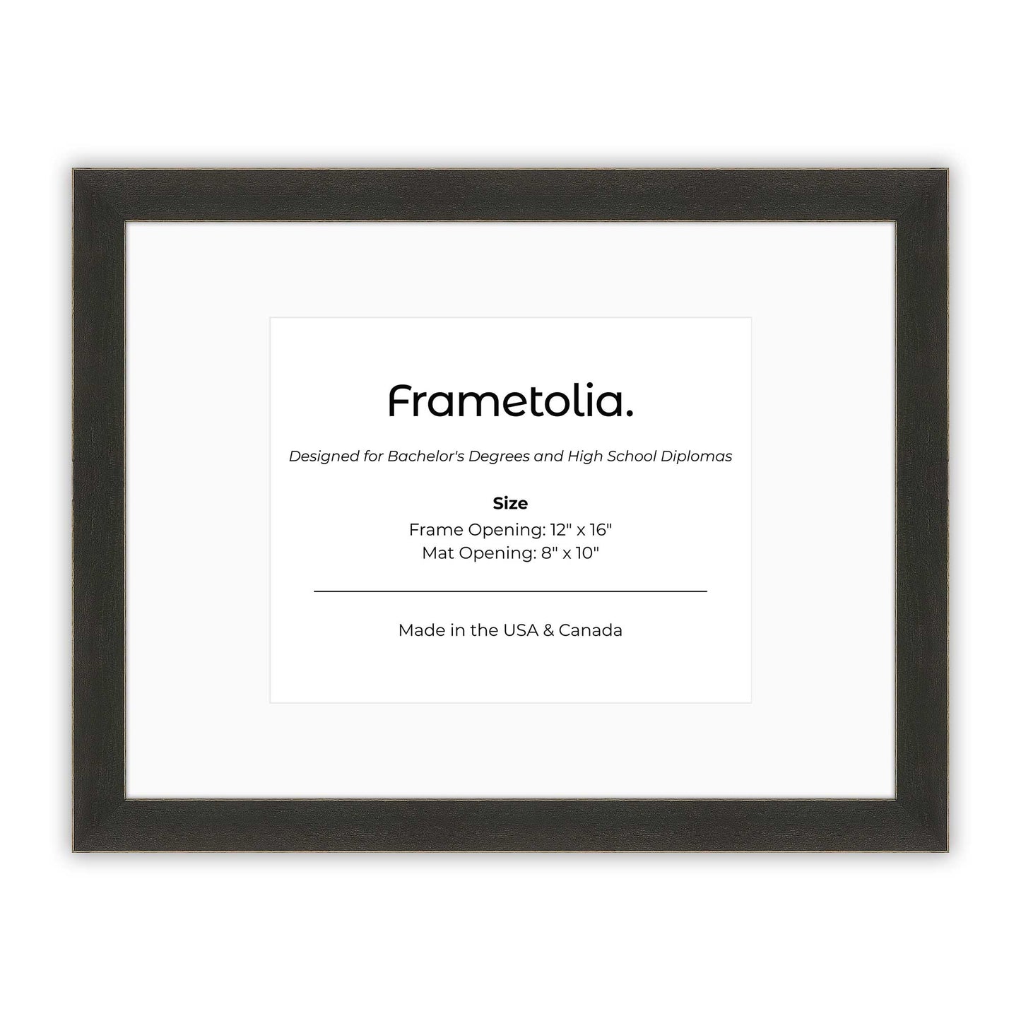 12" x 16" Village Coal FAMILY  Diploma Frame with Mat - 8 x 10 opening