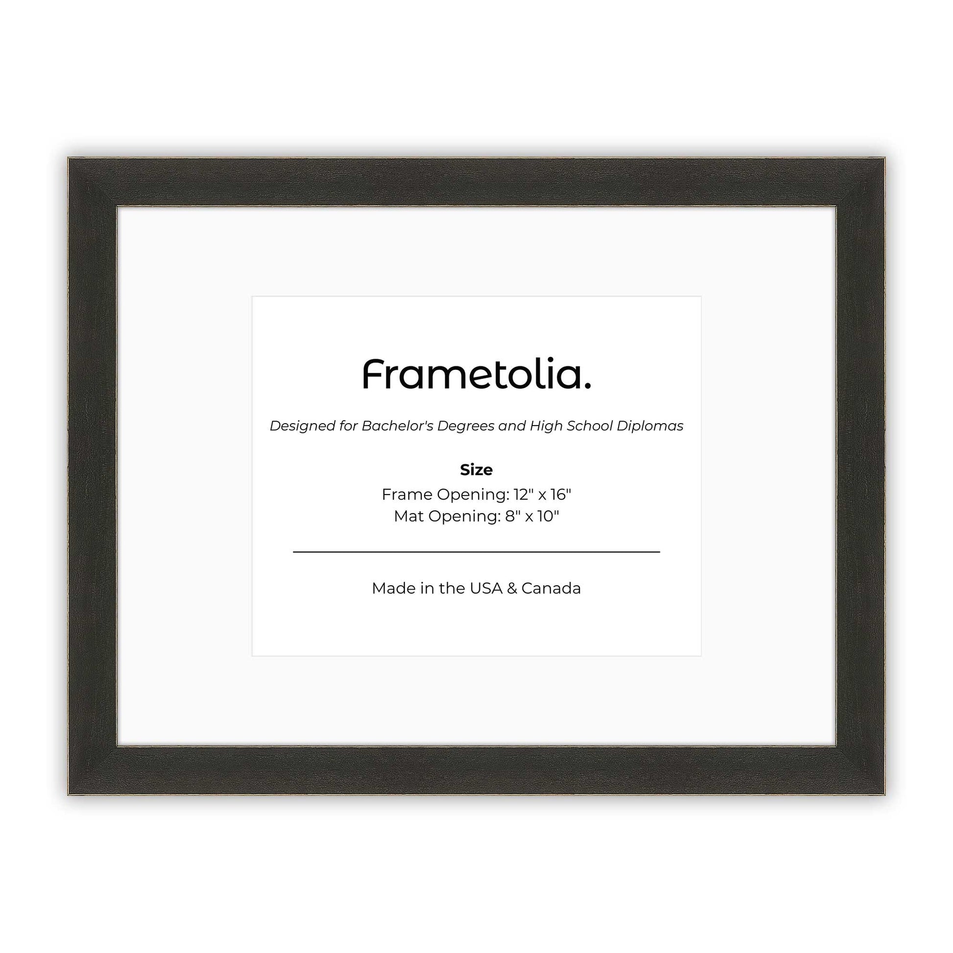 12" x 16" Village Coal FAMILY  Diploma Frame with Mat - 8 x 10 opening