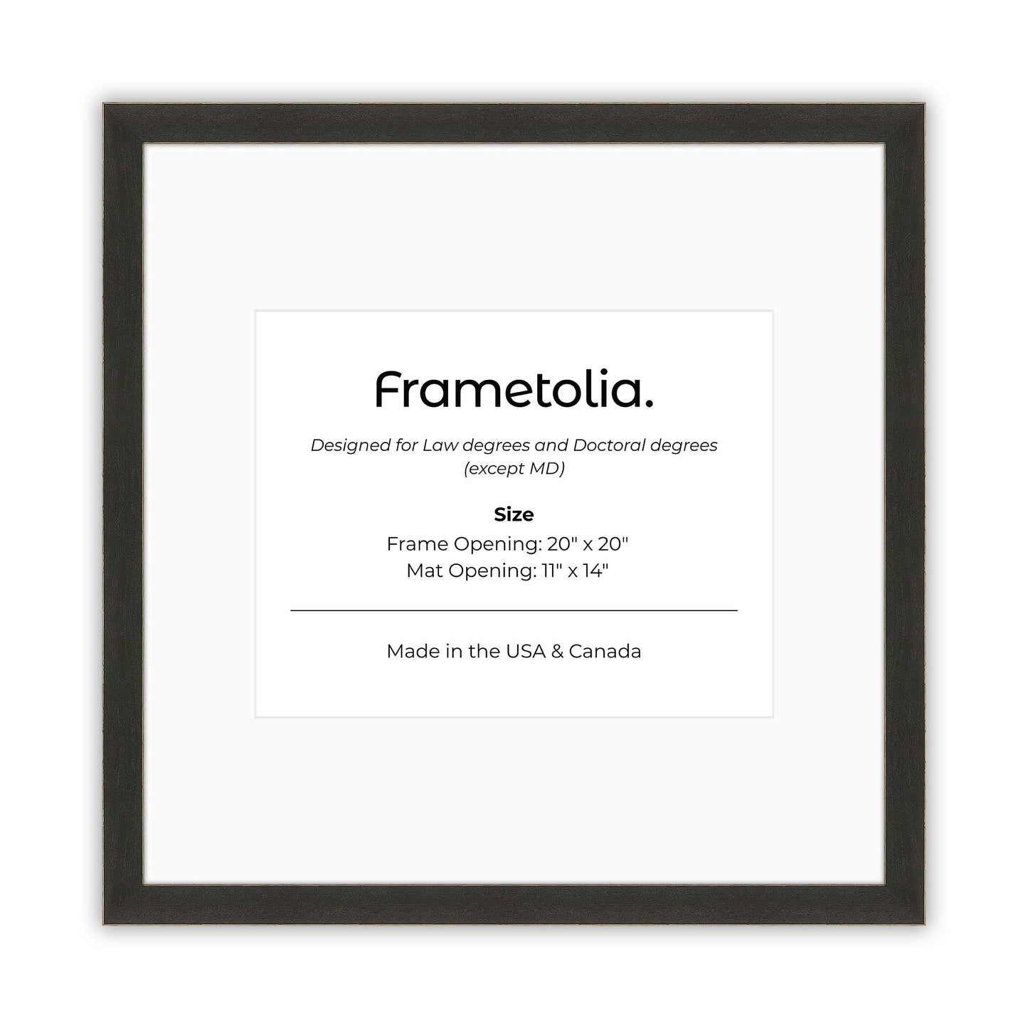 20" x 20" Village Coal FAMILY  Diploma Frame with Mat - 11 x 14 opening