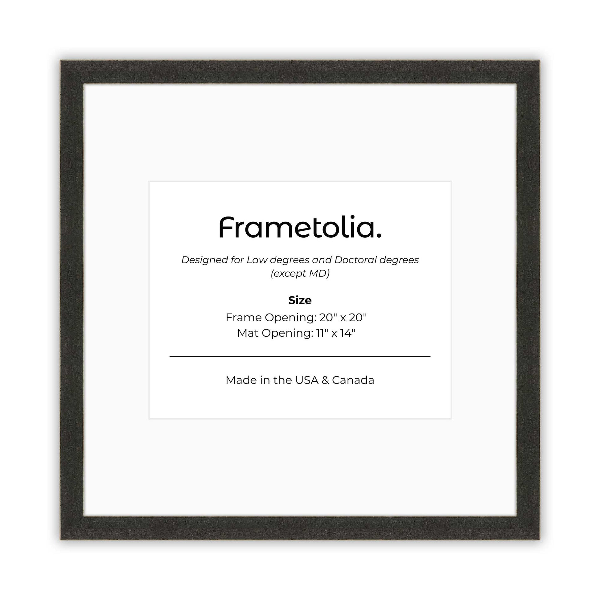 20" x 20" Village Coal FAMILY  Diploma Frame with Mat - 11 x 14 opening