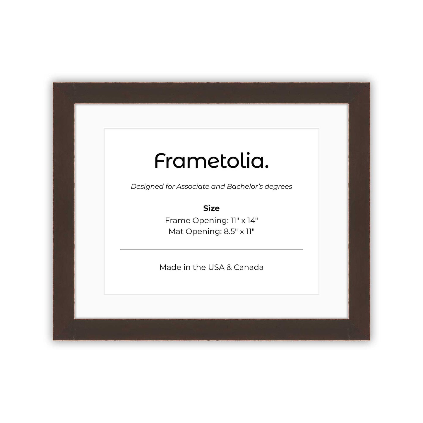 11" x 14" Mahogany FAMILY  Diploma Frame with mat -  8.5 x 11 opening