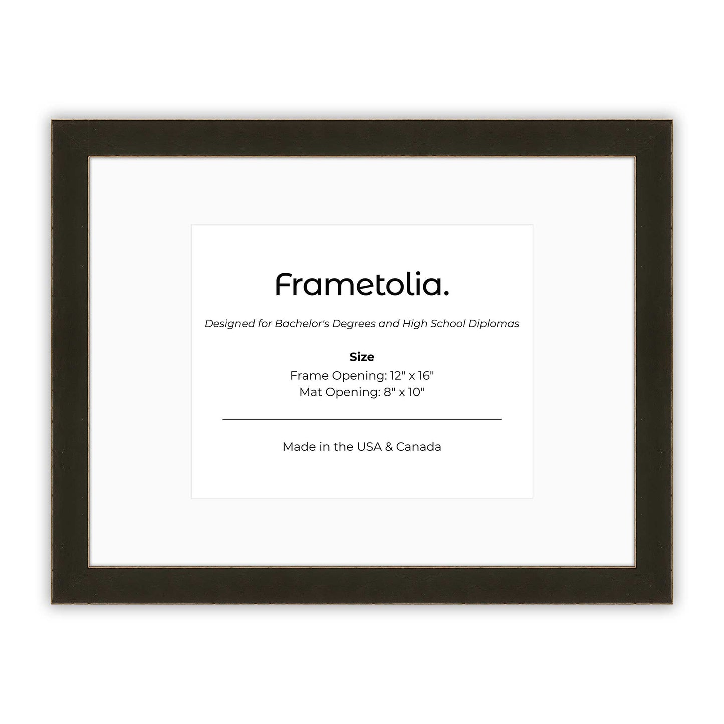 12" x 16" Bravo Brown FAMILY  Diploma Frame with Mat - 8 x 10 opening