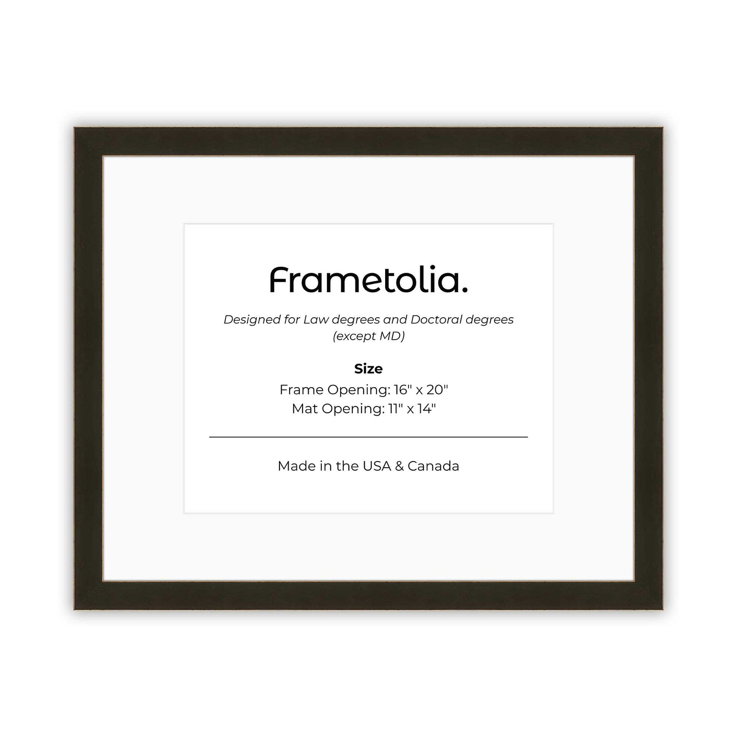16" x 20" Bravo Brown FAMILY  Diploma Frame with Mat - 11 x 14 opening