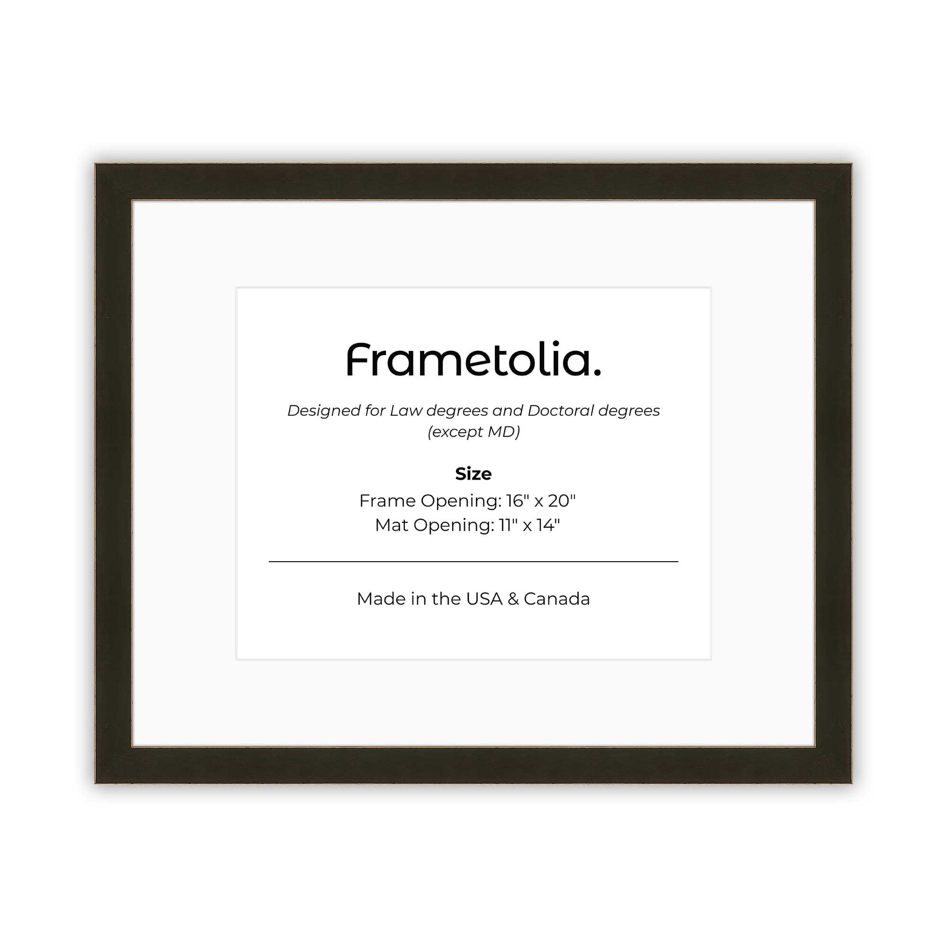 16" x 20" Bravo Brown FAMILY  Diploma Frame with Mat - 11 x 14 opening