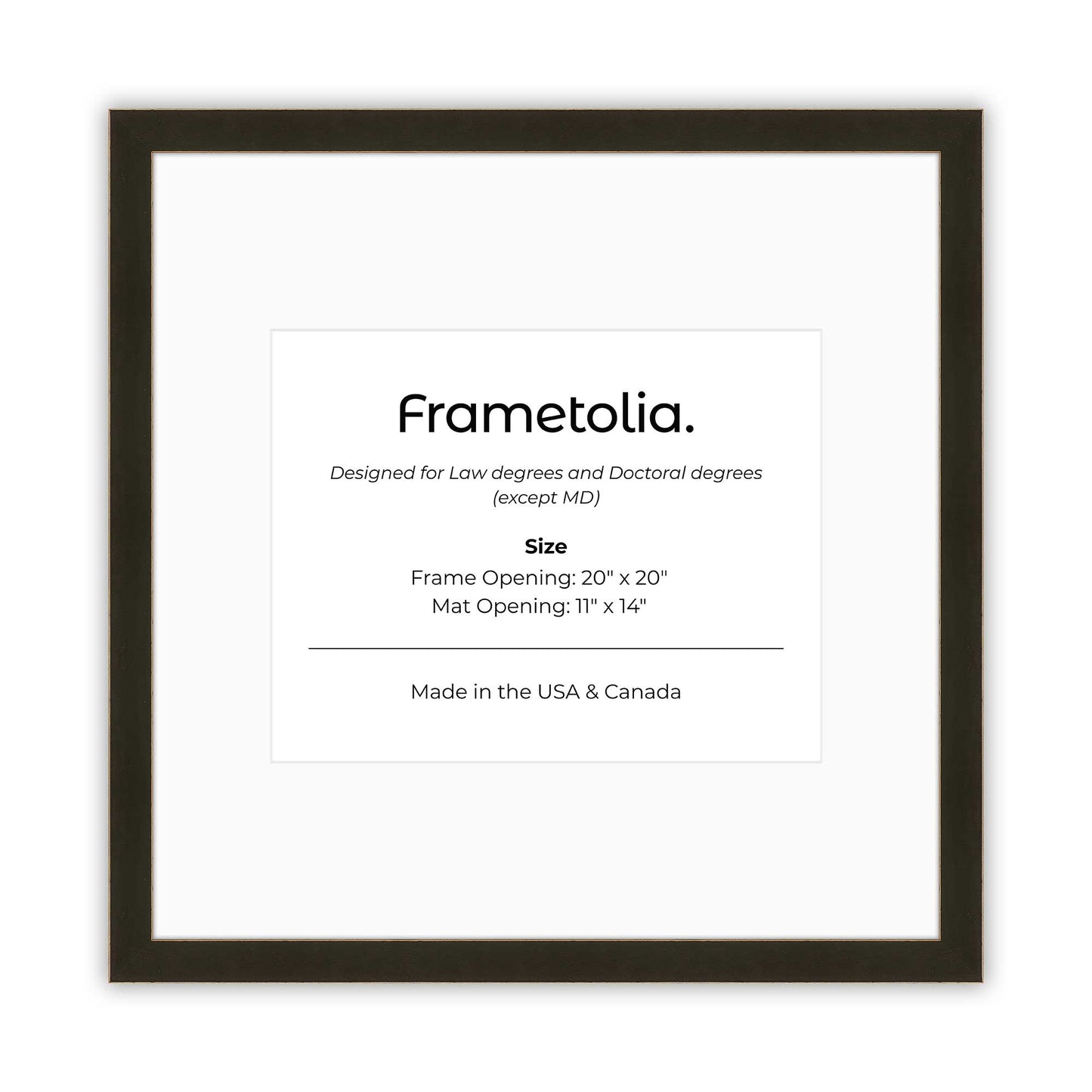 20" x 20" Bravo Brown FAMILY  Diploma Frame with Mat - 11 x 14 opening