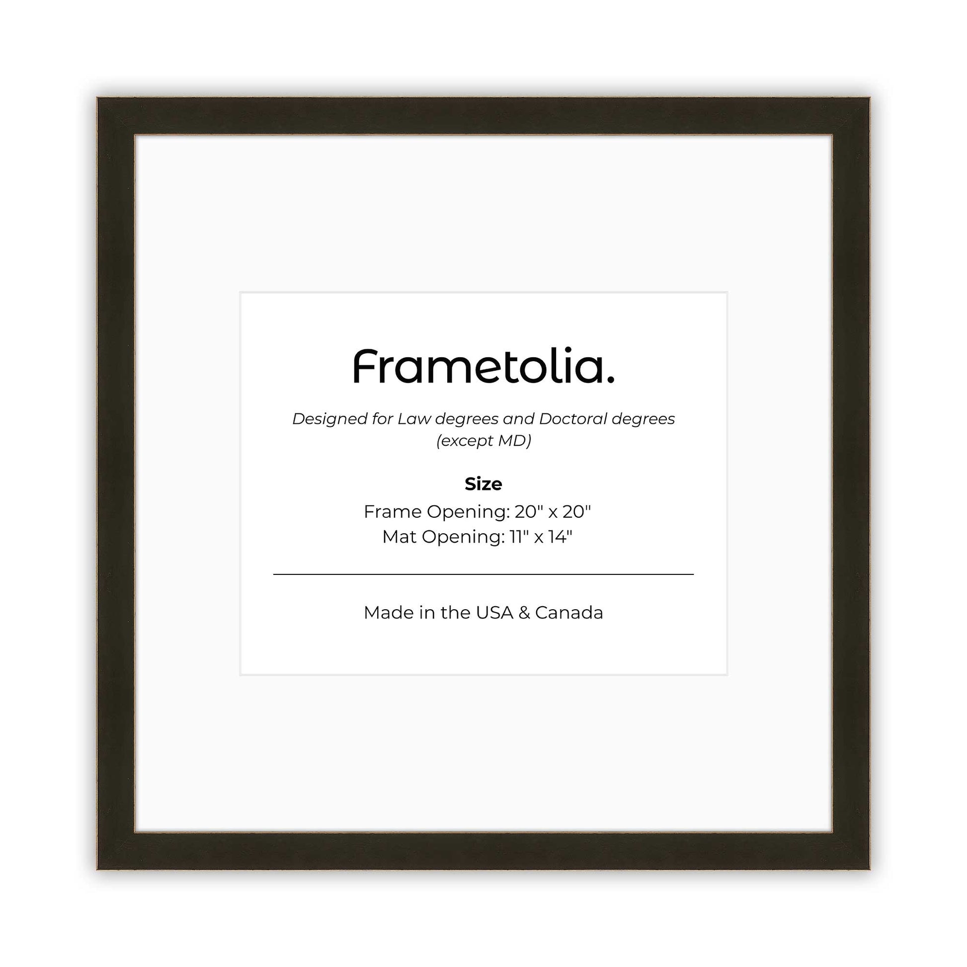 20" x 20" Bravo Brown FAMILY  Diploma Frame with Mat - 11 x 14 opening