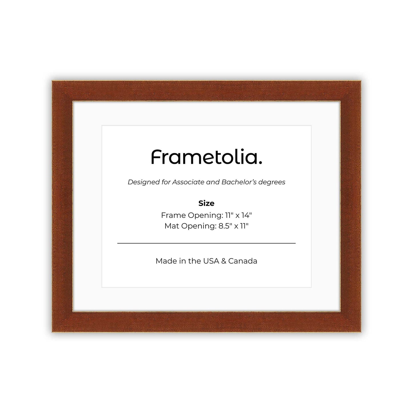 11" x 14" Honey FAMILY  Diploma Frame with mat -  8.5 x 11 opening