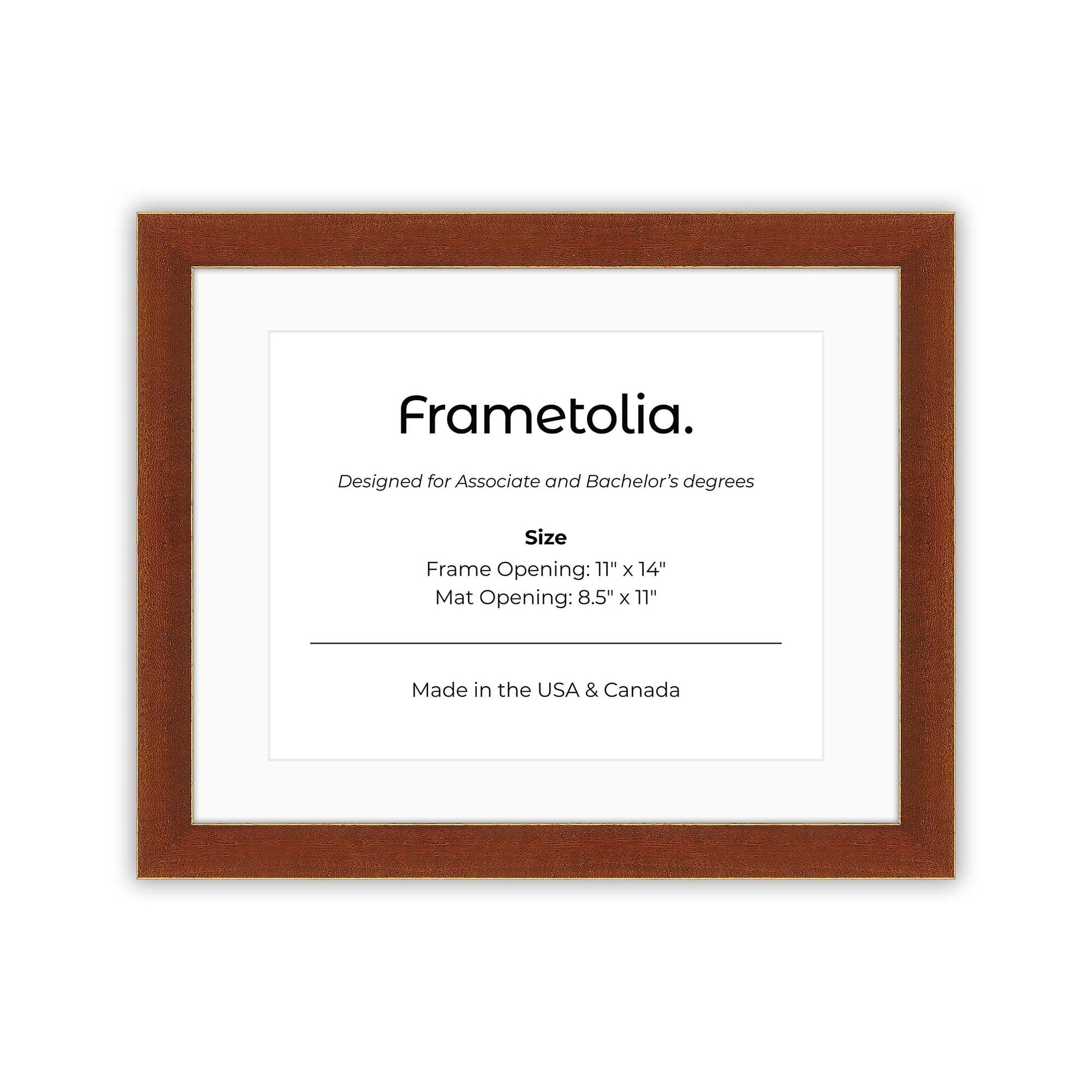 11" x 14" Honey FAMILY  Diploma Frame with mat -  8.5 x 11 opening