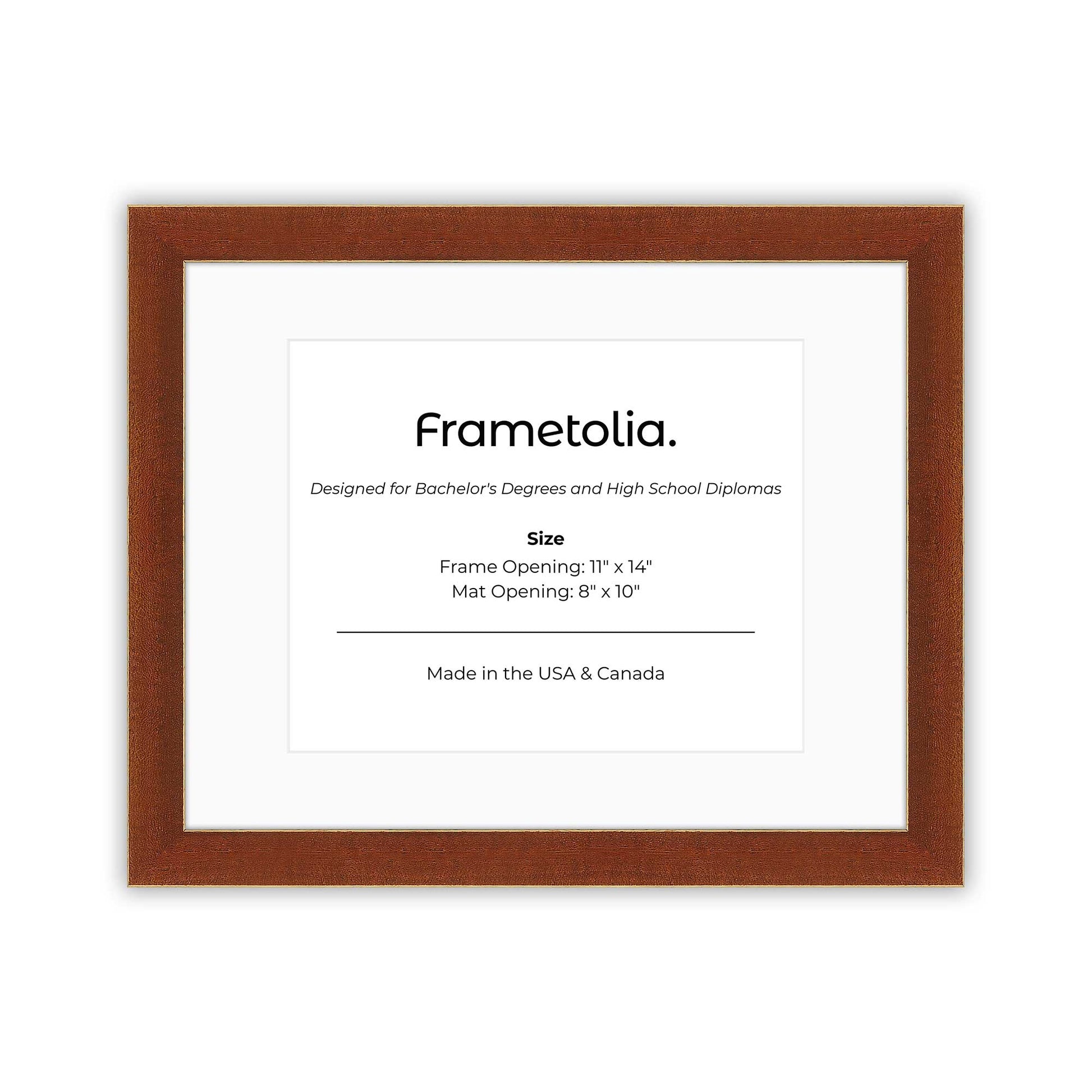 11" x 14" Honey FAMILY  Diploma Frame with Mat - 8 x 10 opening