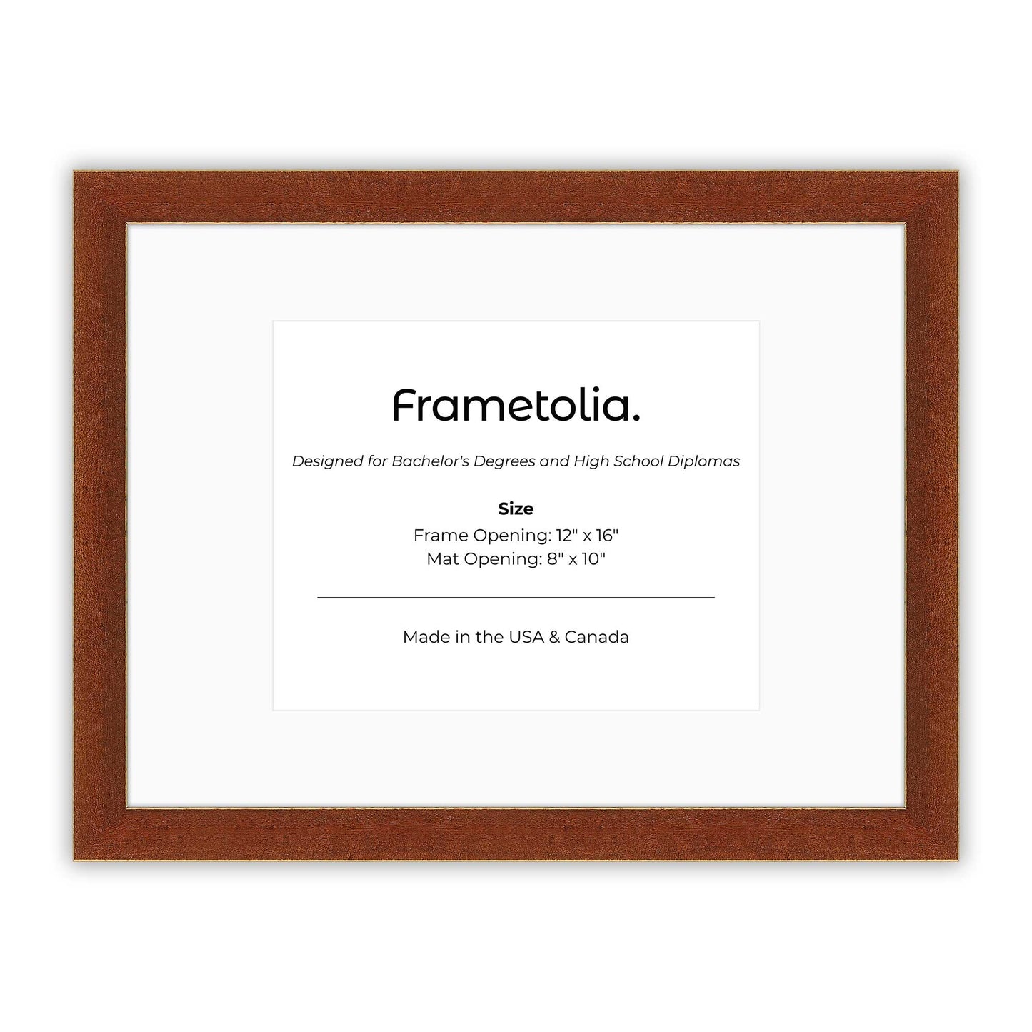 12" x 16" Honey FAMILY  Diploma Frame with Mat - 8 x 10 opening