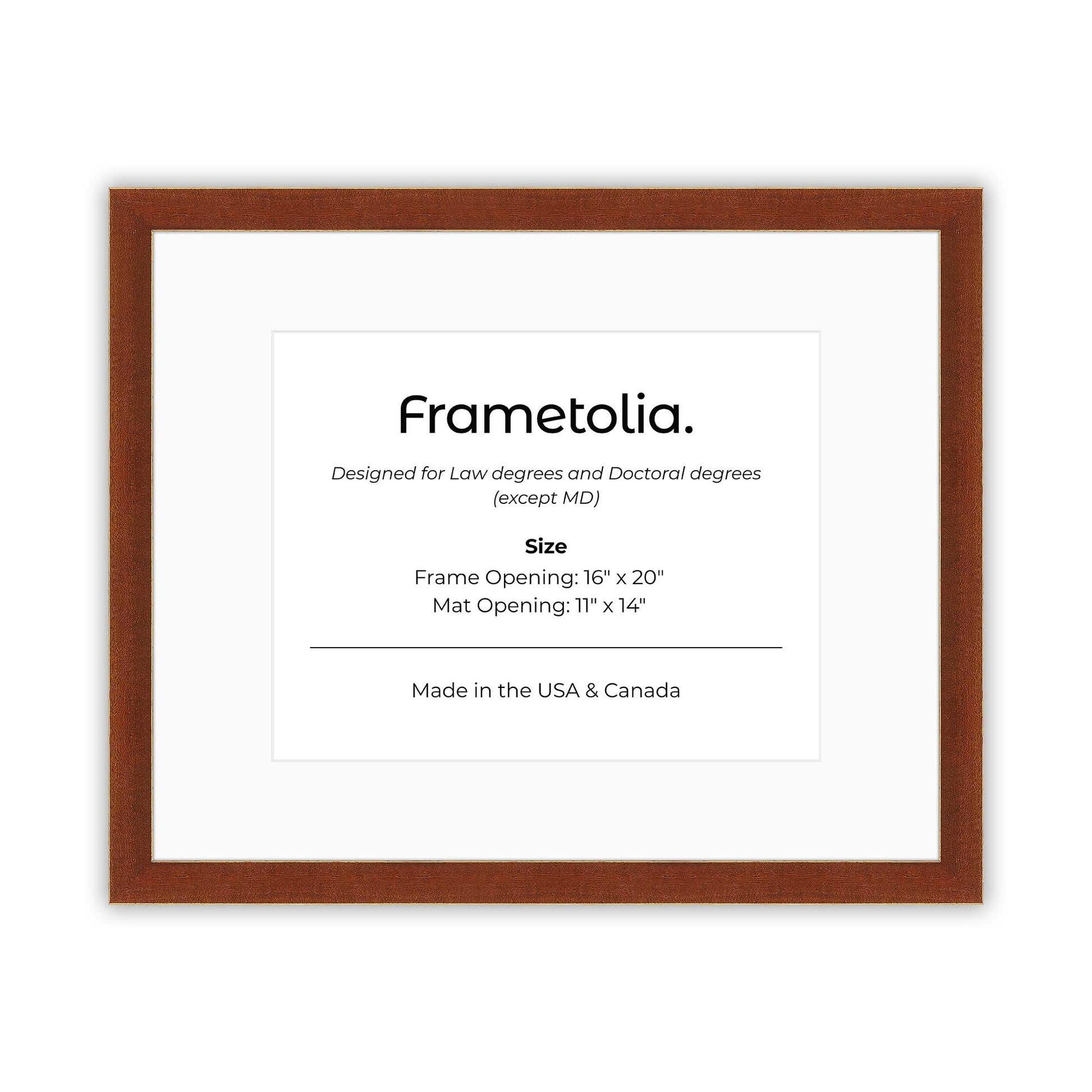 16" x 20" Honey FAMILY  Diploma Frame with Mat - 11 x 14 opening