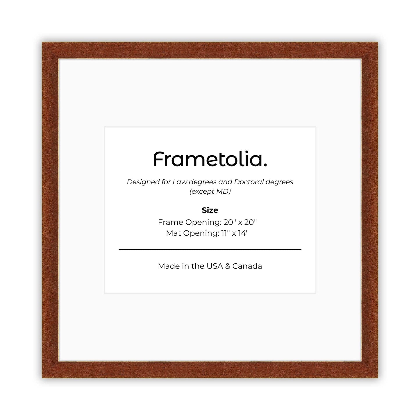 20" x 20" Honey FAMILY  Diploma Frame with Mat - 11 x 14 opening