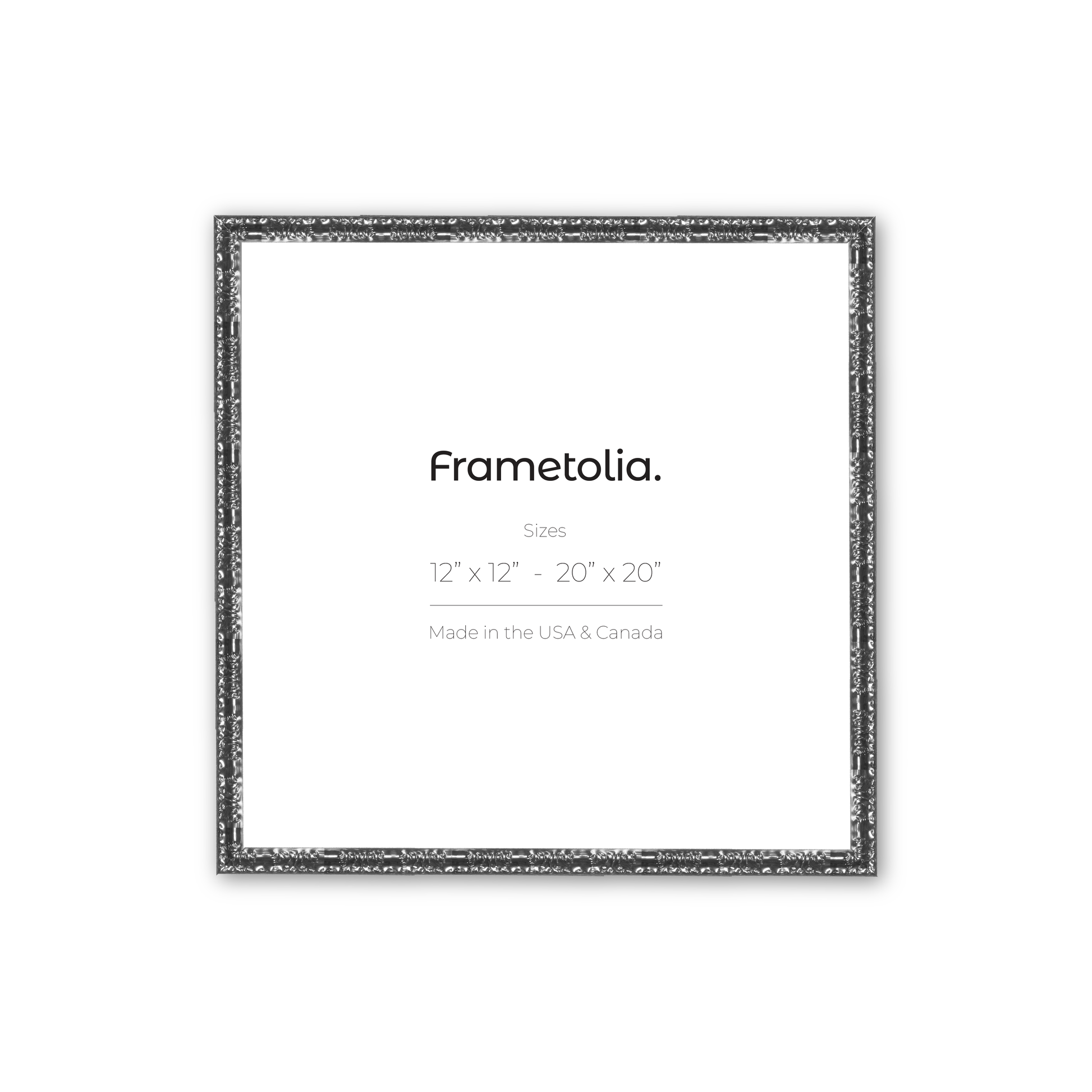 12" x 12" Shimmering Silver Renaissance Charm Medium Width Wall Frame