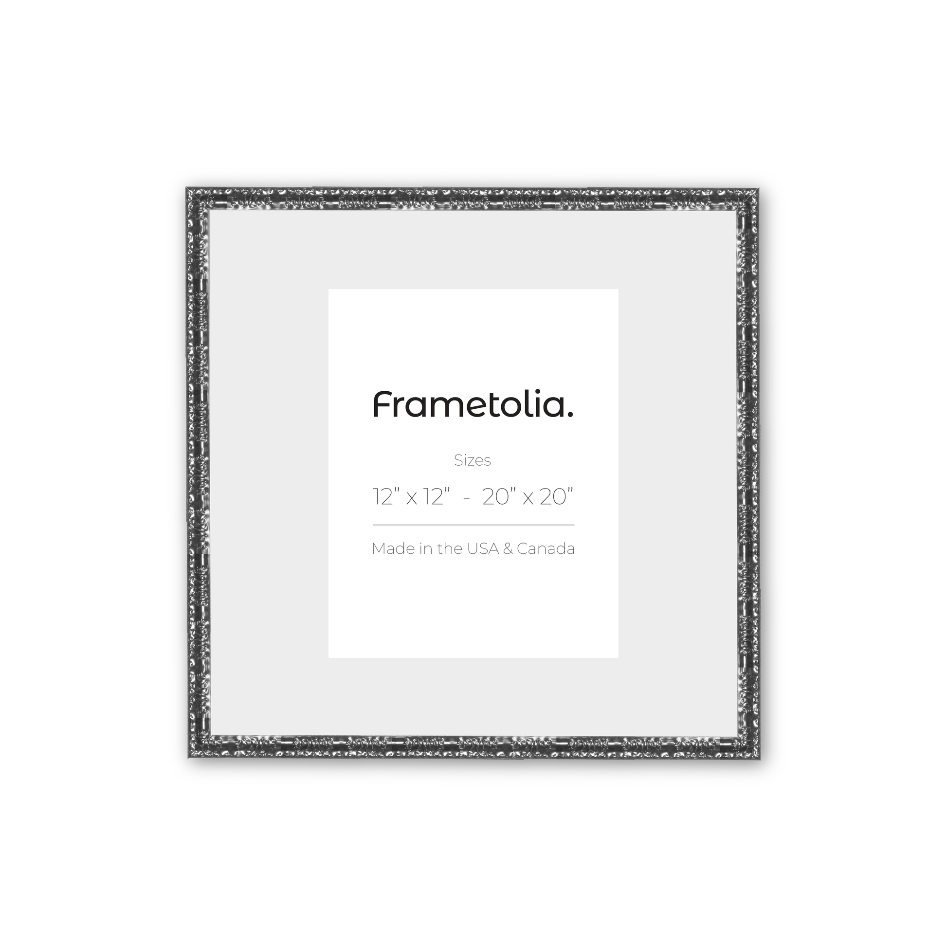 12" x 12" Shimmering Silver Renaissance Charm Medium Width Wall Frame
