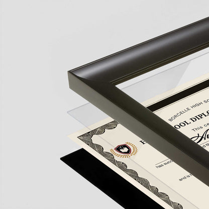 Satin Black FAMILY Wall Frame corner Close up with layers broken out